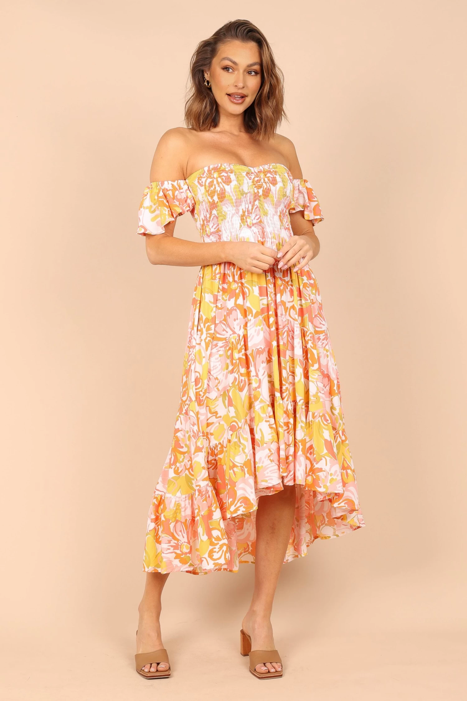 Feliz Off Shoulder Maxi Dress - Coral Floral - Image 5