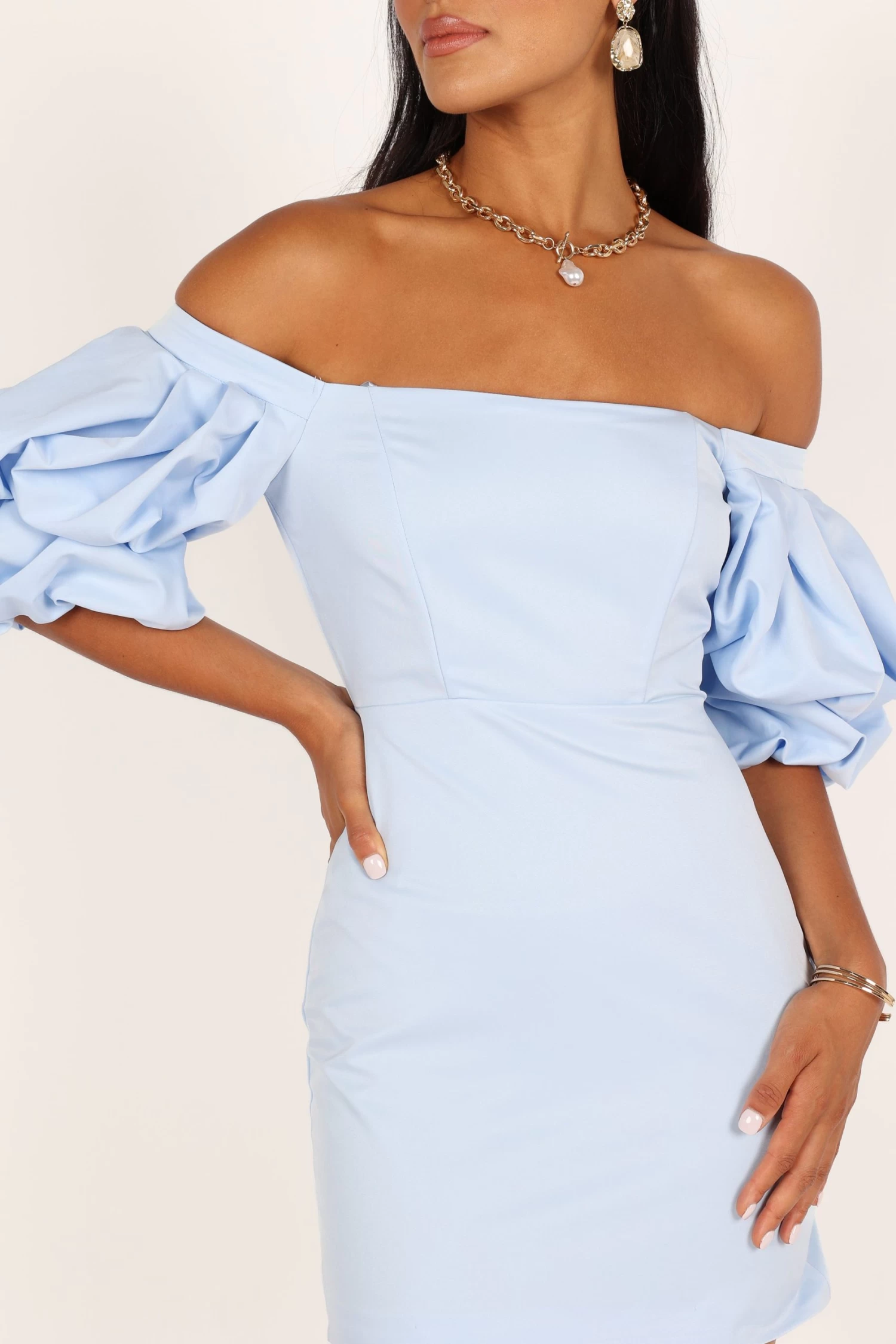 Fern Puff Sleeve Mini Dress - Icy Blue - Image 5