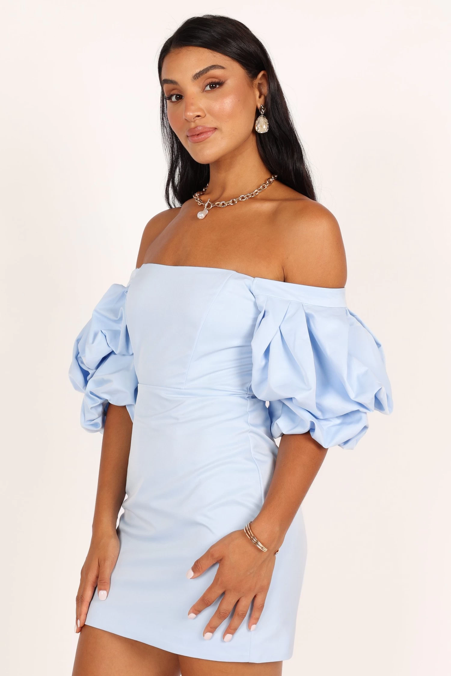 Fern Puff Sleeve Mini Dress - Icy Blue - Image 6