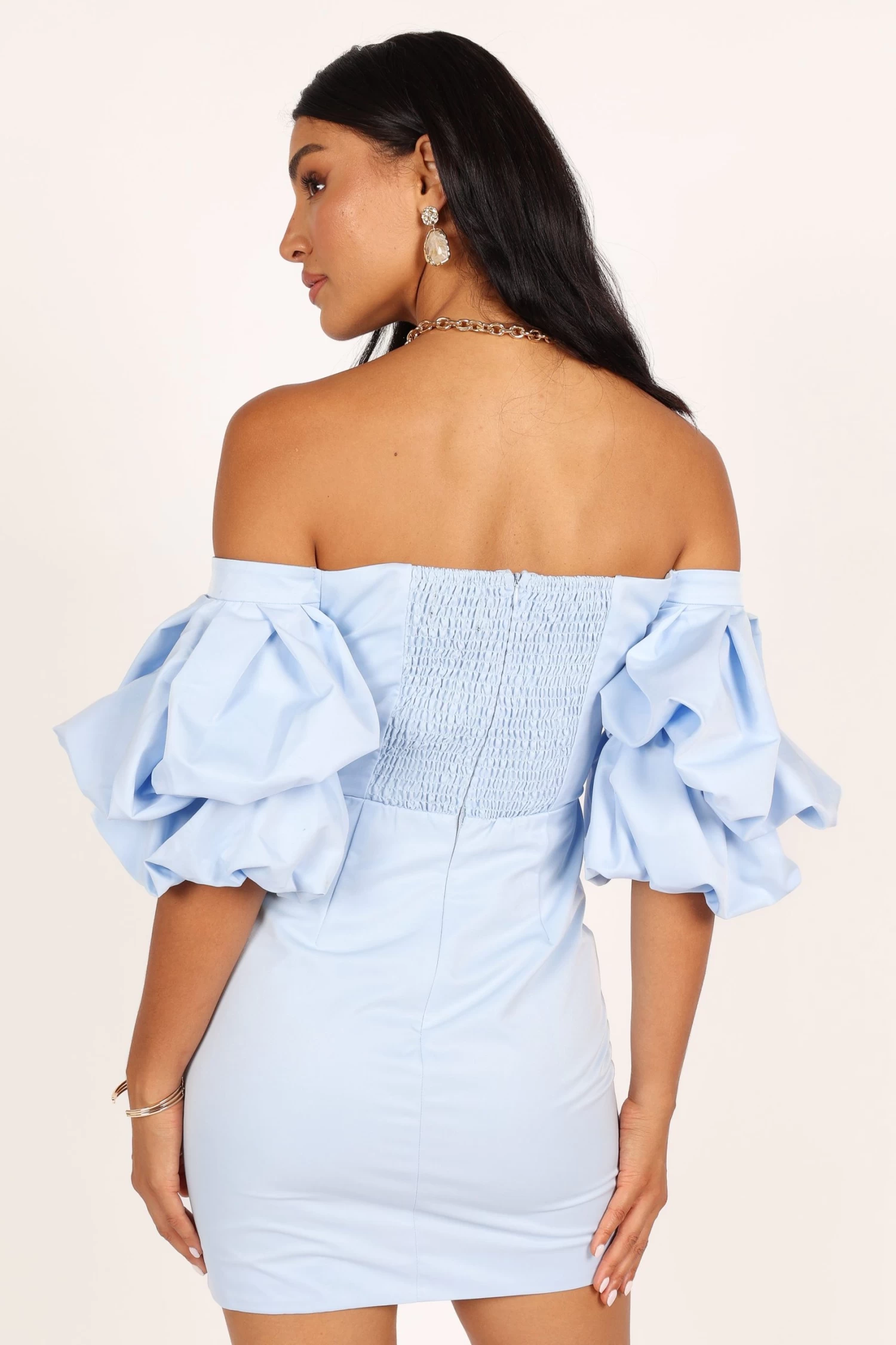 Fern Puff Sleeve Mini Dress - Icy Blue - Image 7