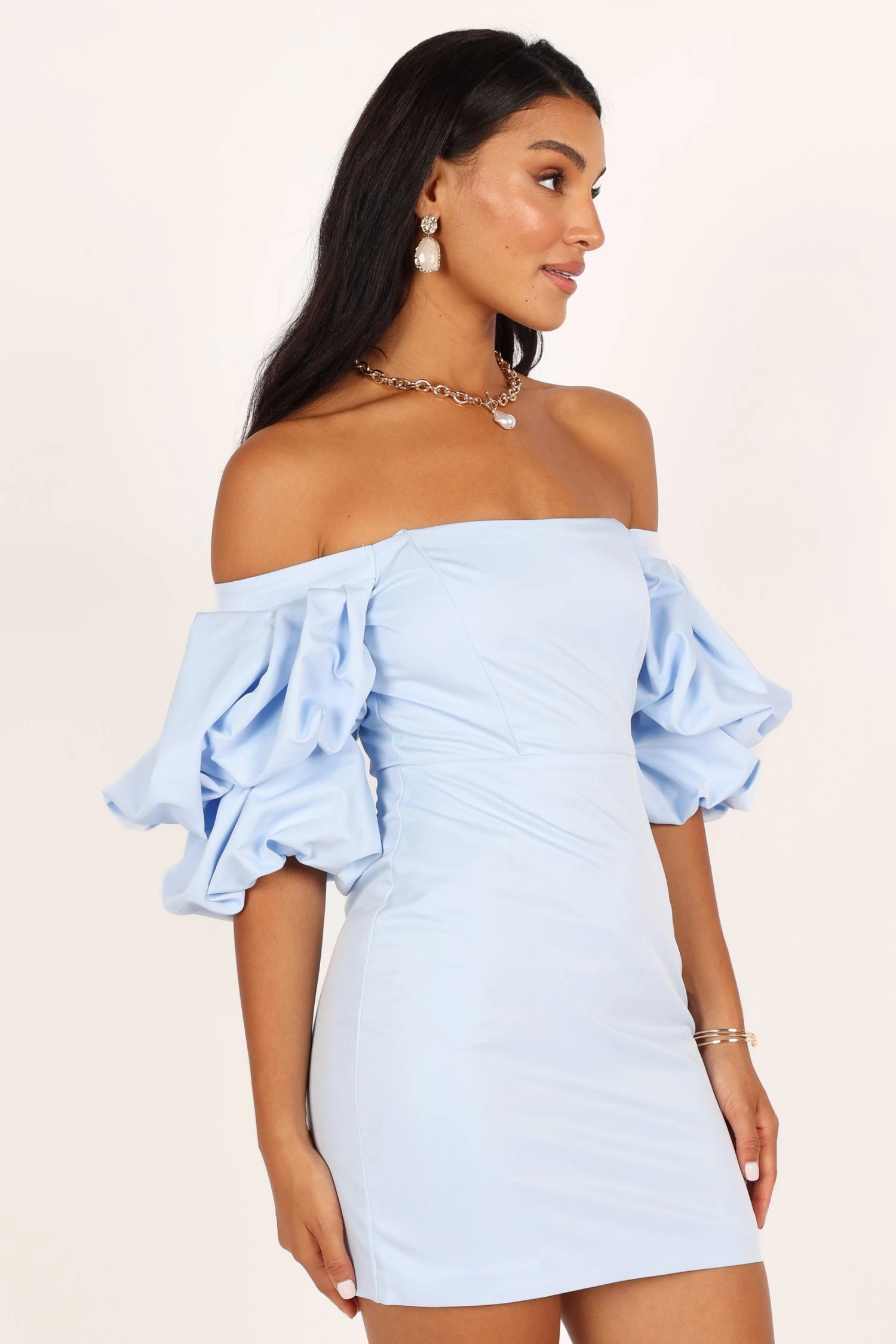Fern Puff Sleeve Mini Dress - Icy Blue - Image 8
