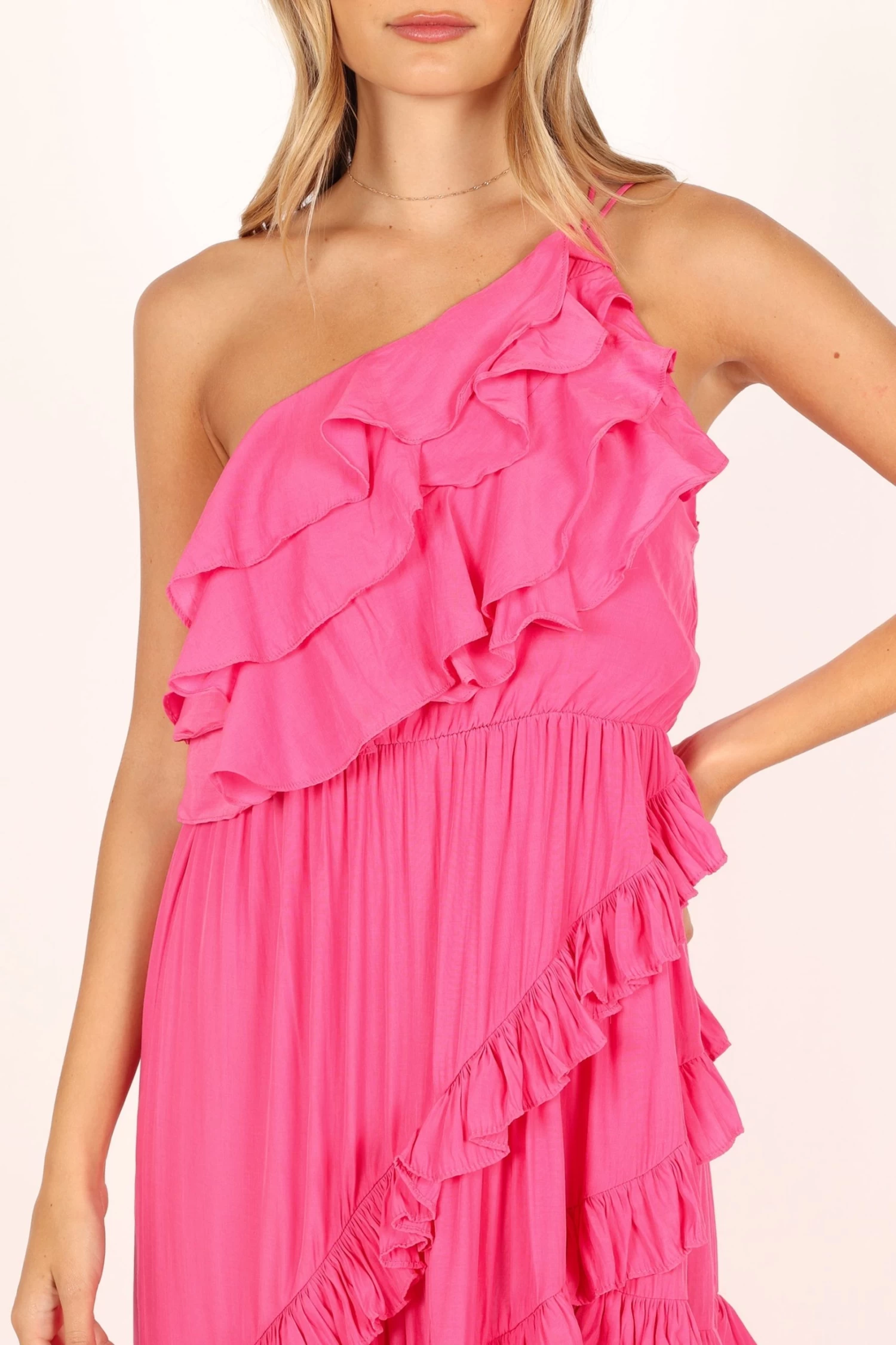 Fiorda One Shoulder Midi Dress - Pink - Image 3