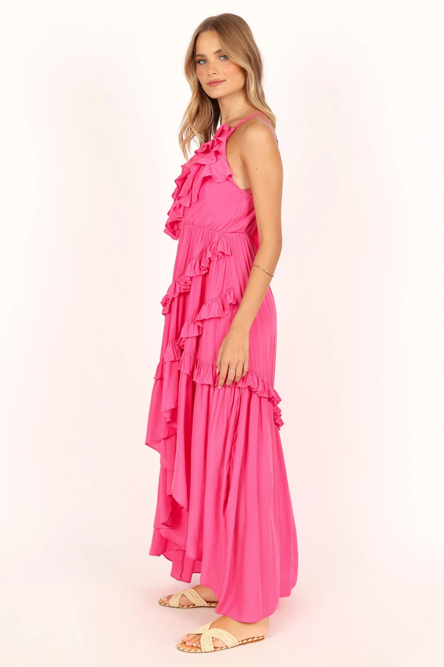 Fiorda One Shoulder Midi Dress - Pink - Image 4