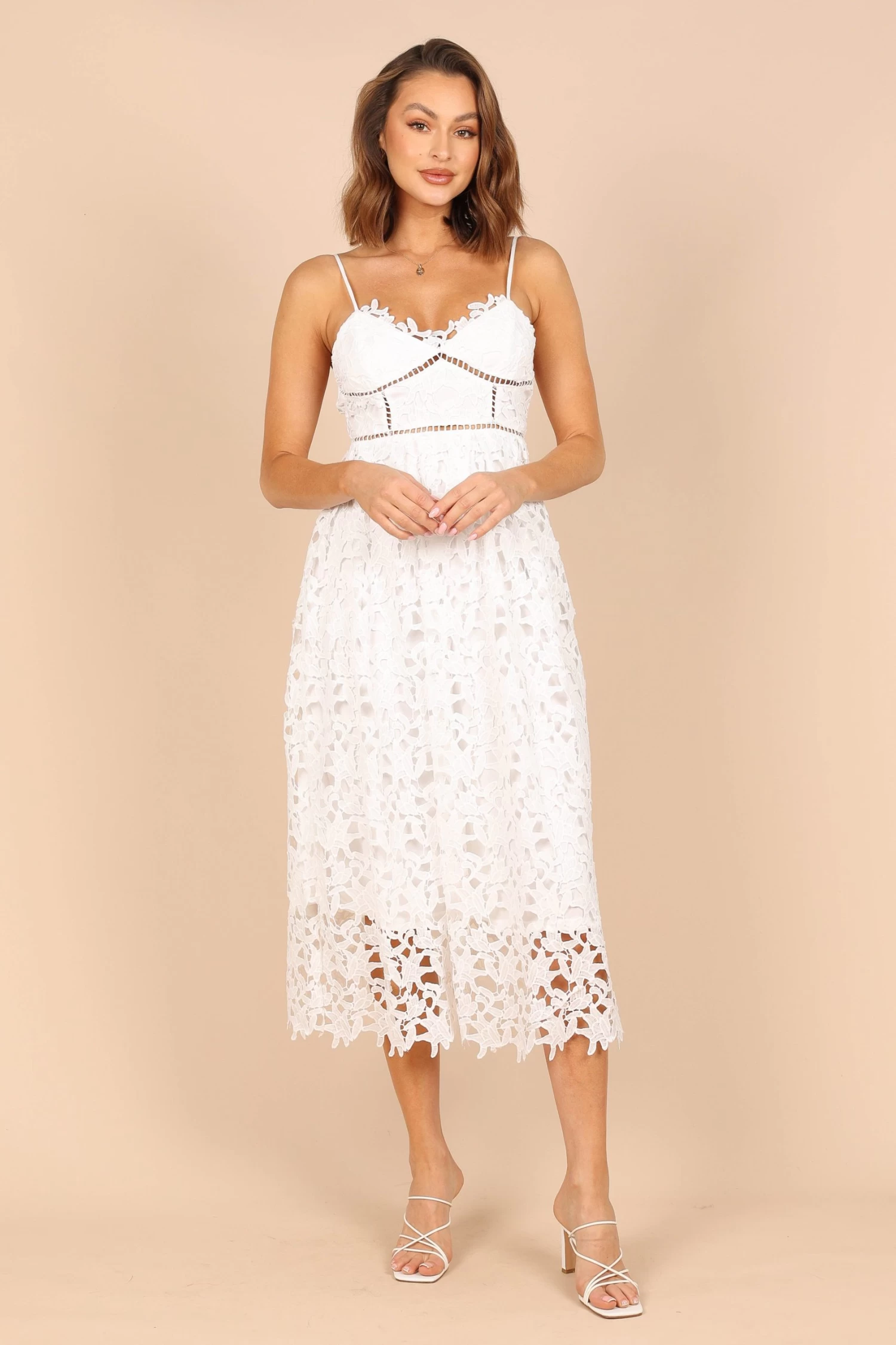 Francheshca Midi Lace Dress - White Lace - Image 6