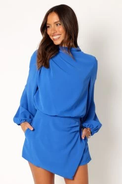 Galen Long Sleeve Mini Dress - Paris Blue