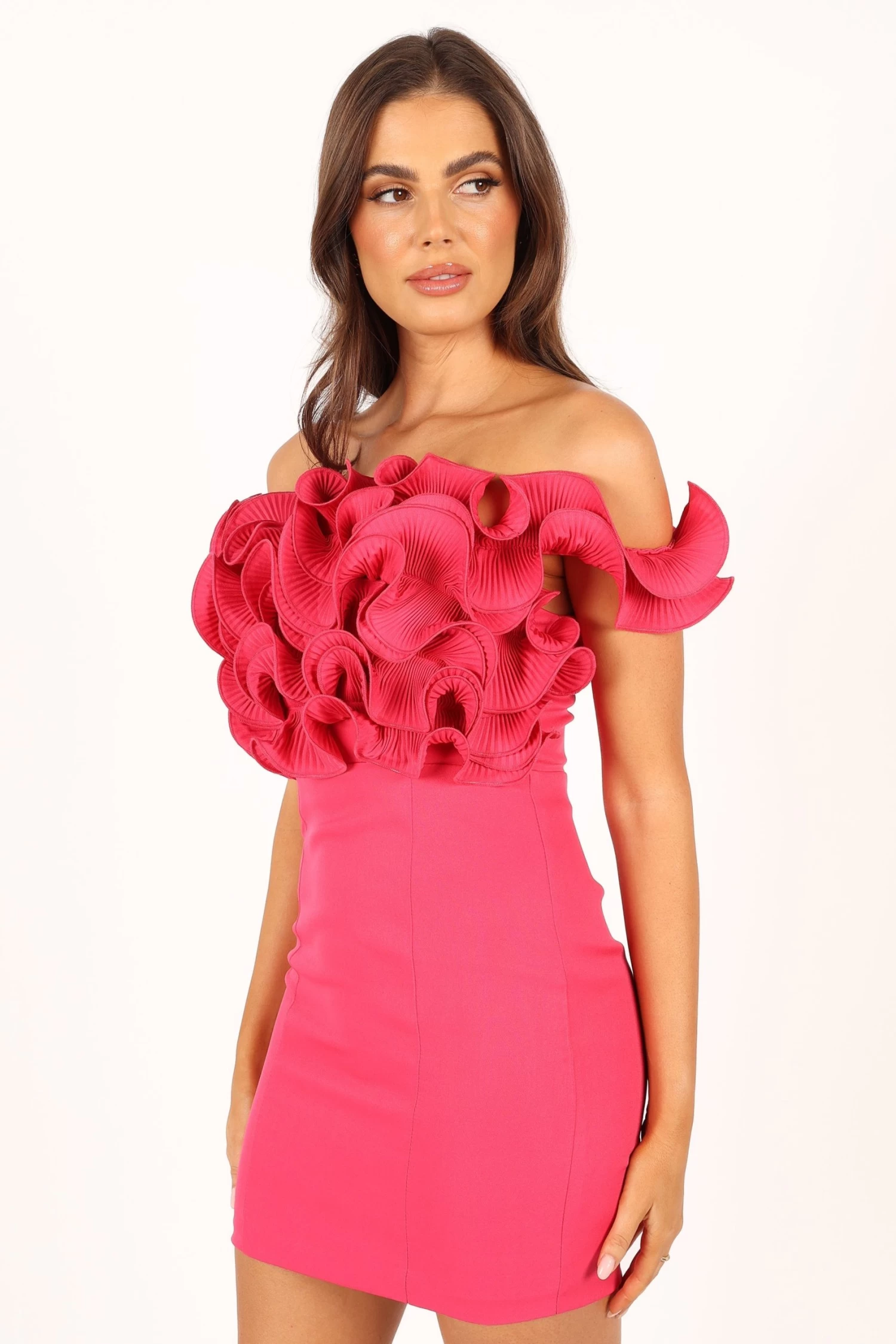 Gemma Off Shoulder Mini Dress - Hot Pink - Image 5