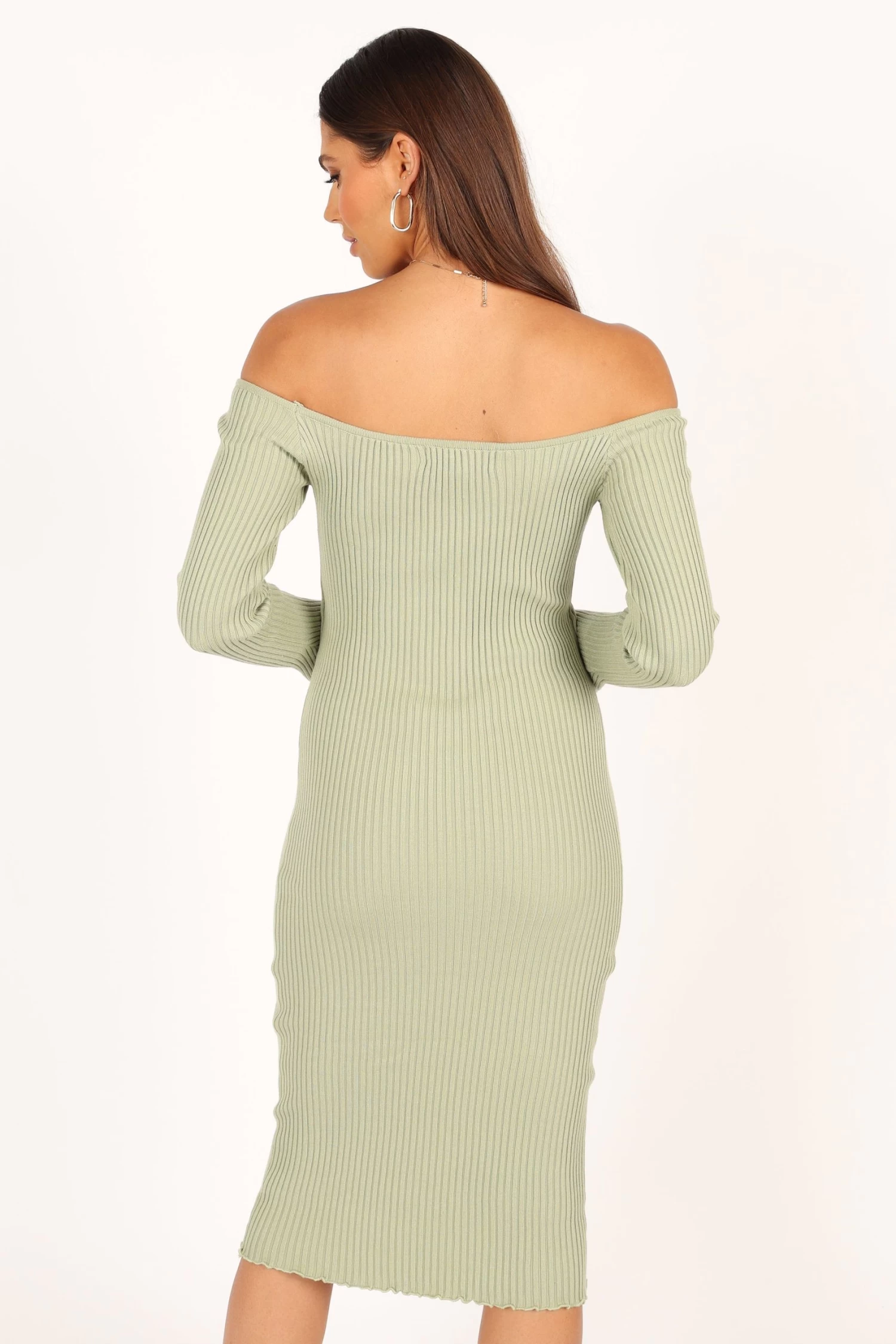 Geneva Off Shoulder Midi Dress - Sage - Image 10