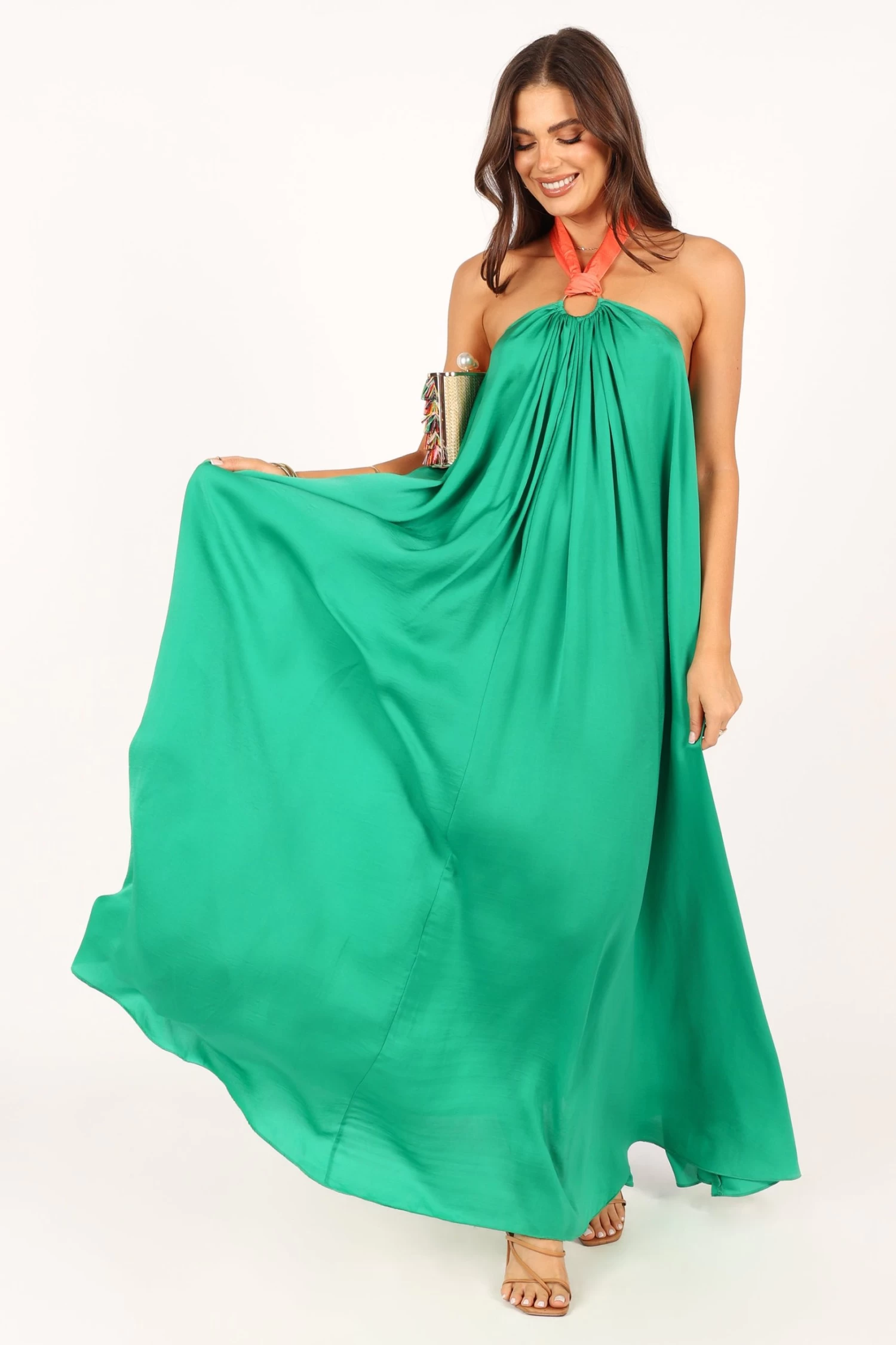 Giana Halter Neck Maxi Dress - Green - Image 3