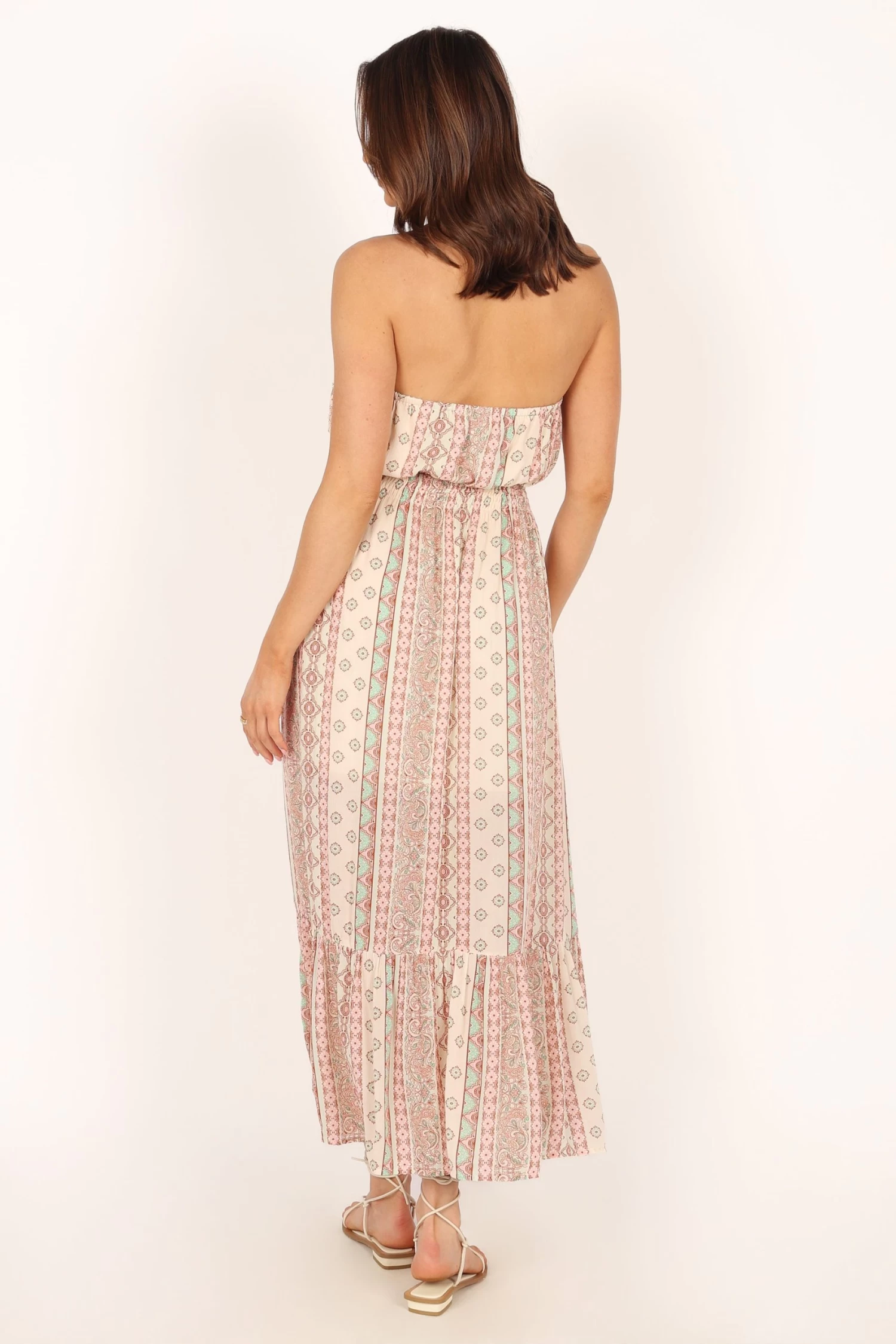 Halliday Strapless Midi Dress - Tan Print - Image 3