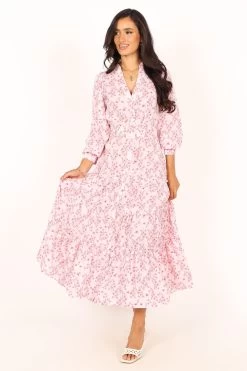 Haydee Long Sleeve Maxi Dress - Pink Floral