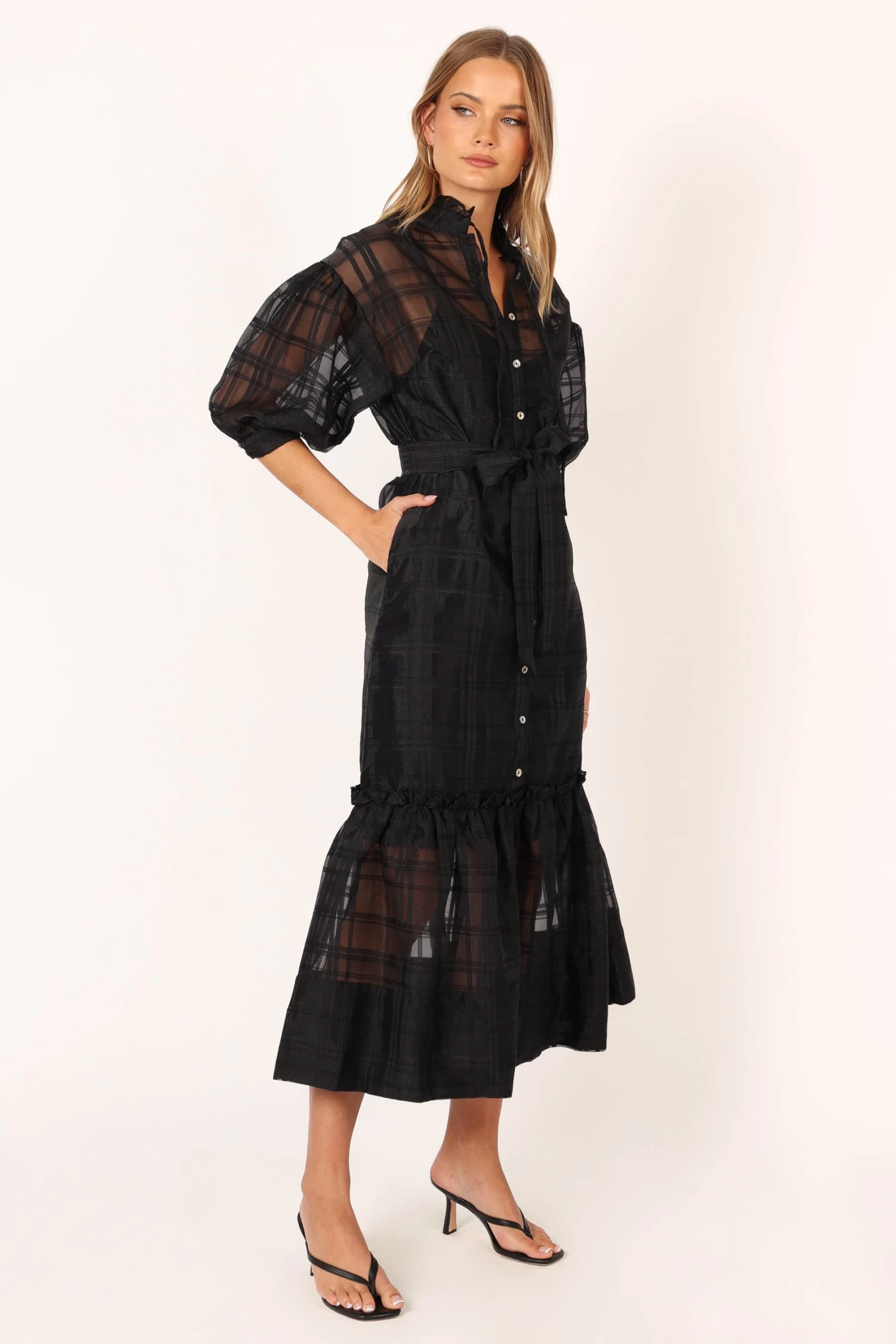 Izzy Long Sleeve Maxi Dress - Black - Image 8