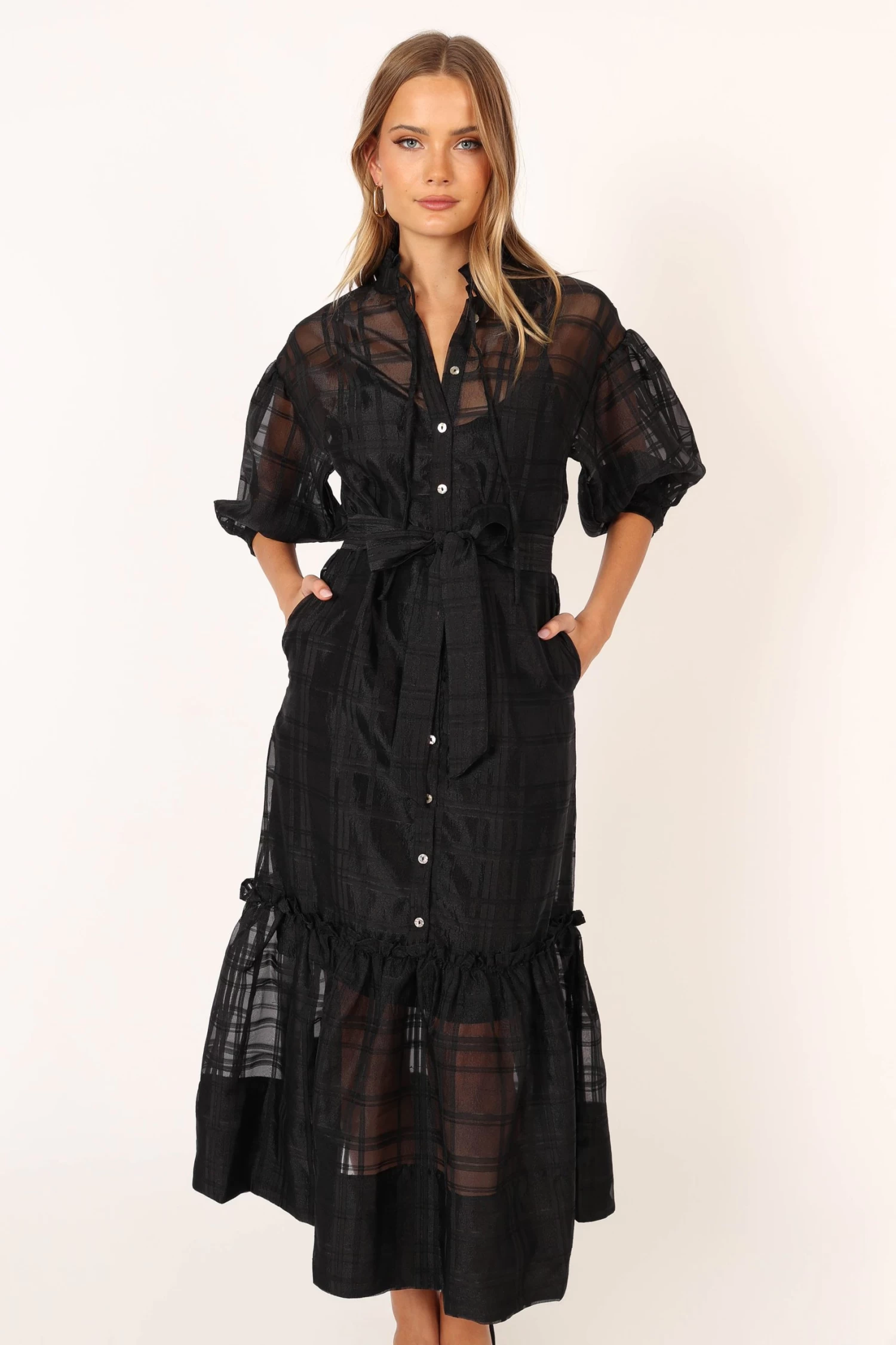 Izzy Long Sleeve Maxi Dress - Black - Image 10