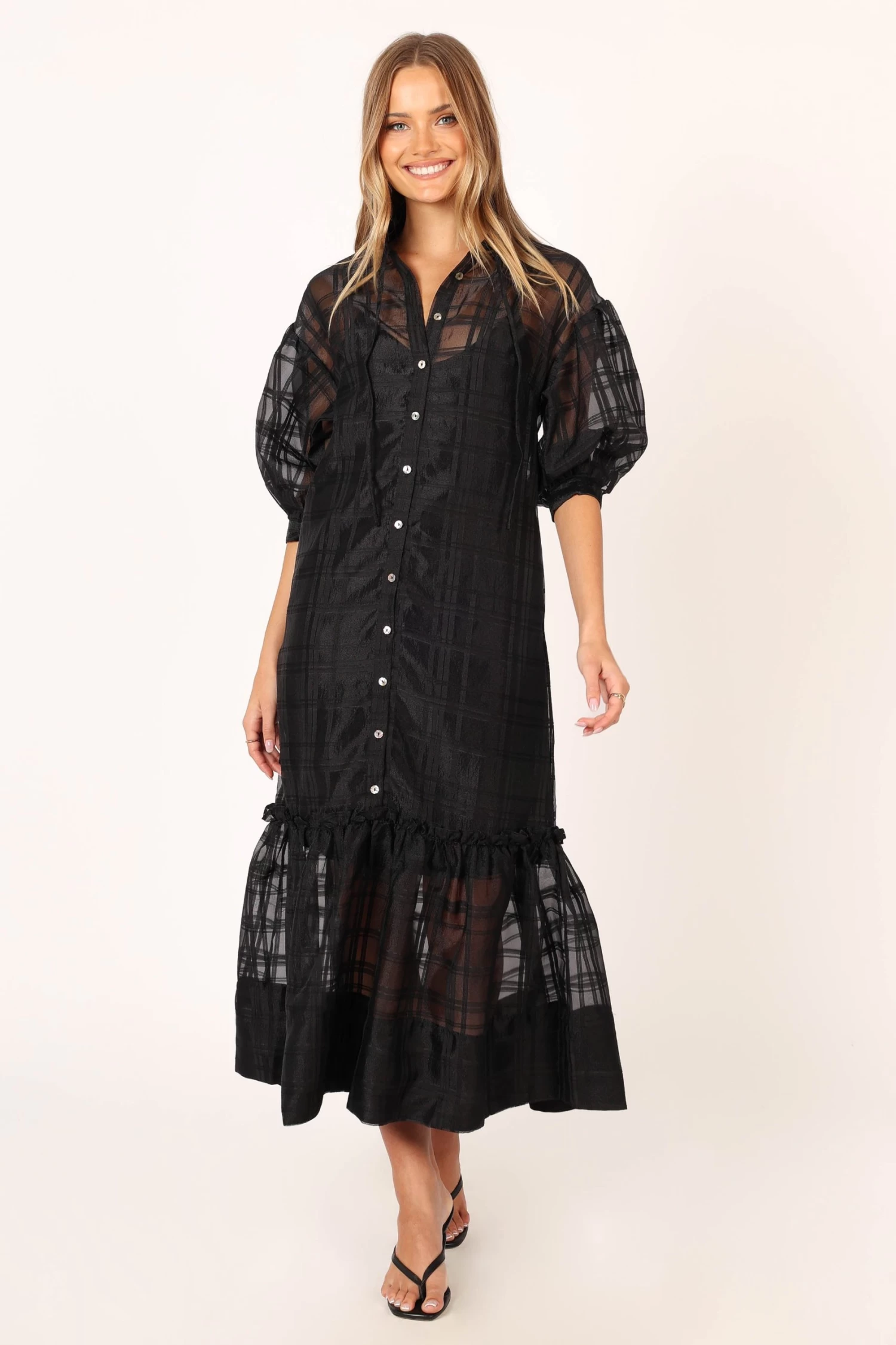 Izzy Long Sleeve Maxi Dress - Black - Image 13