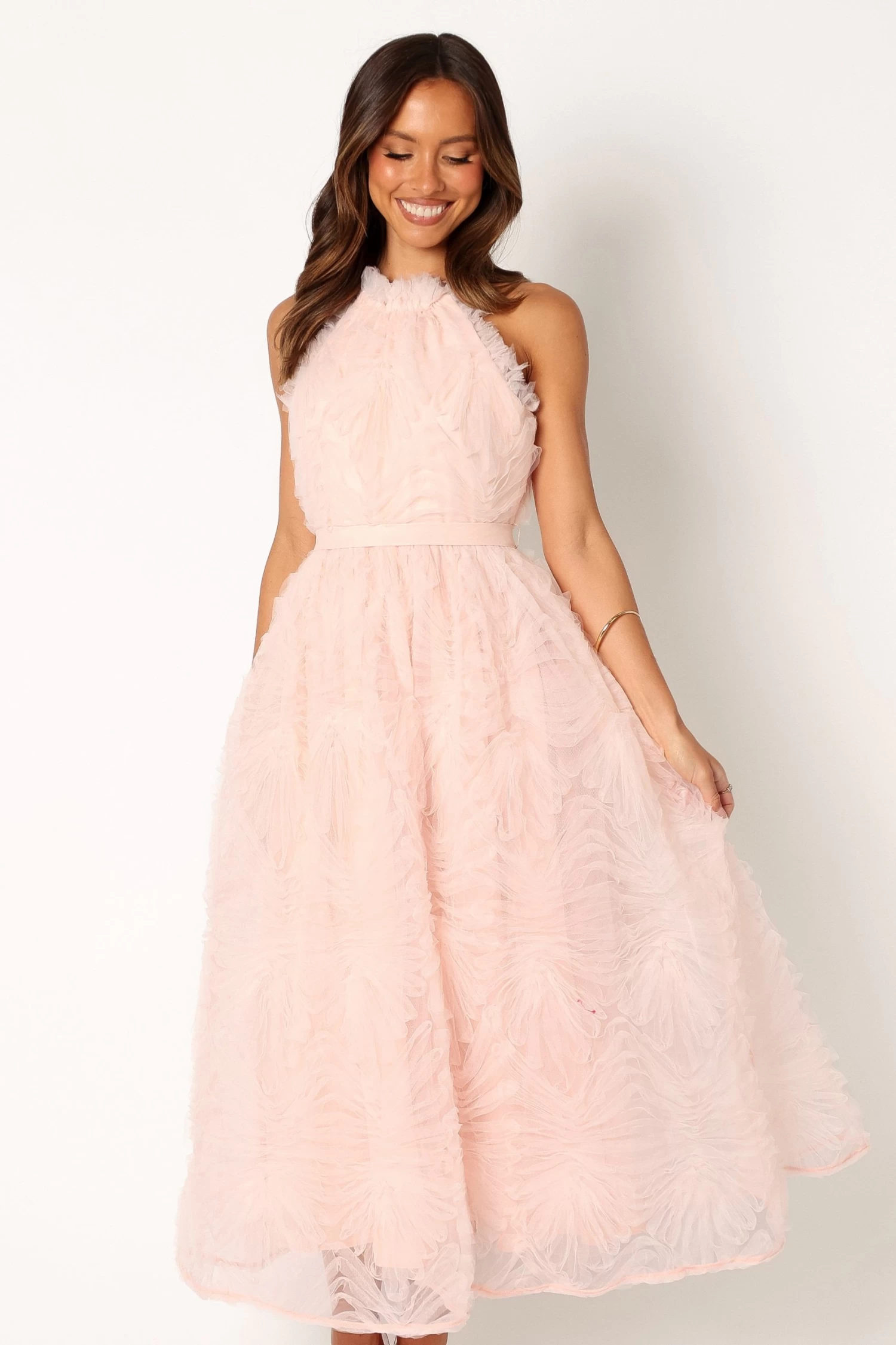 Kai Textured Midi Dress - Blush