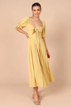 Kamea Tie Front Midi Dress - Mustard