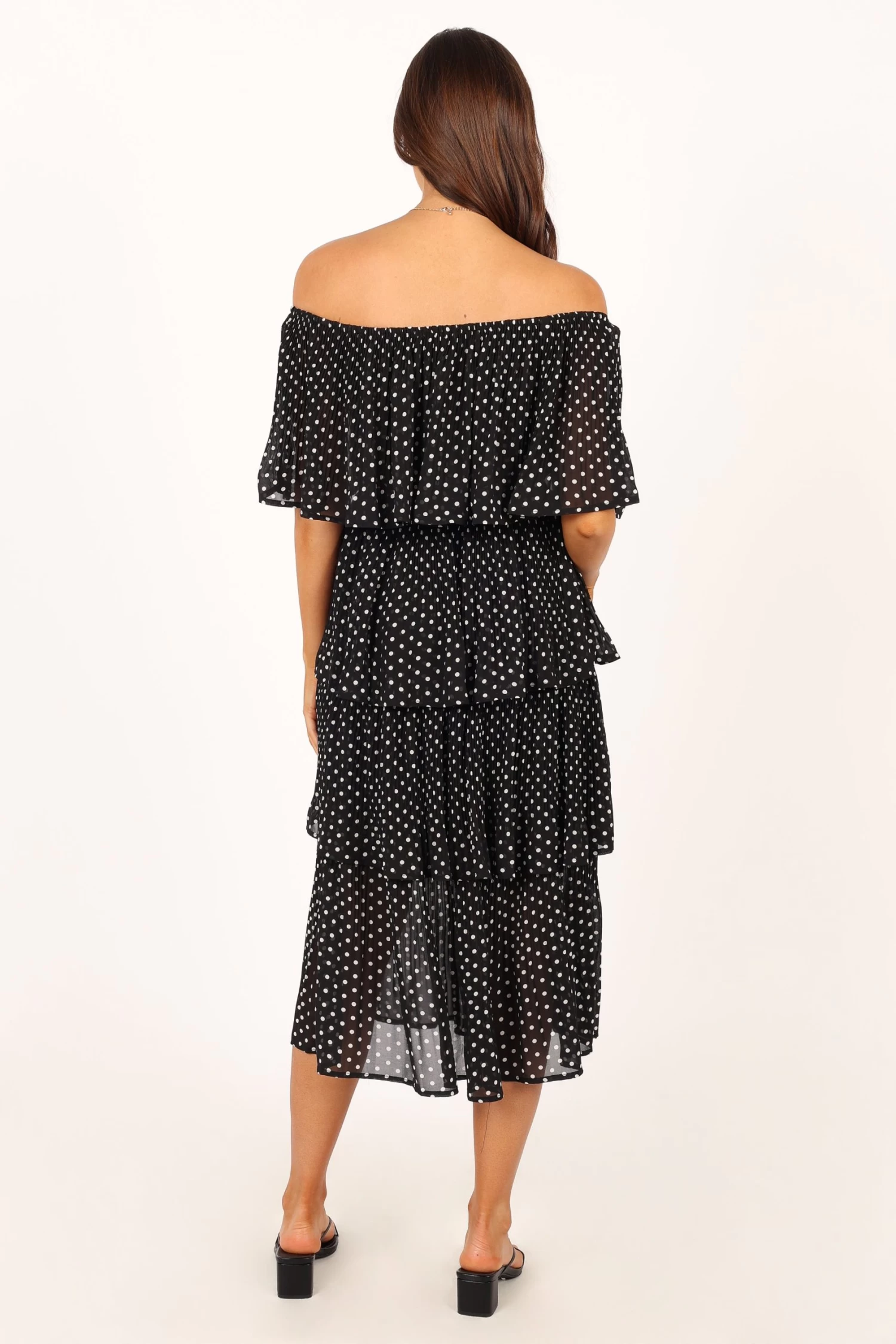 Lilli Tiered Midi Dress - Black White Polka Dot - Image 6