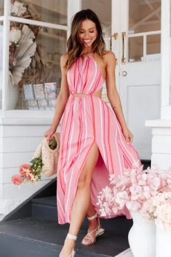 Madam Midi Dress - Pink Stripe