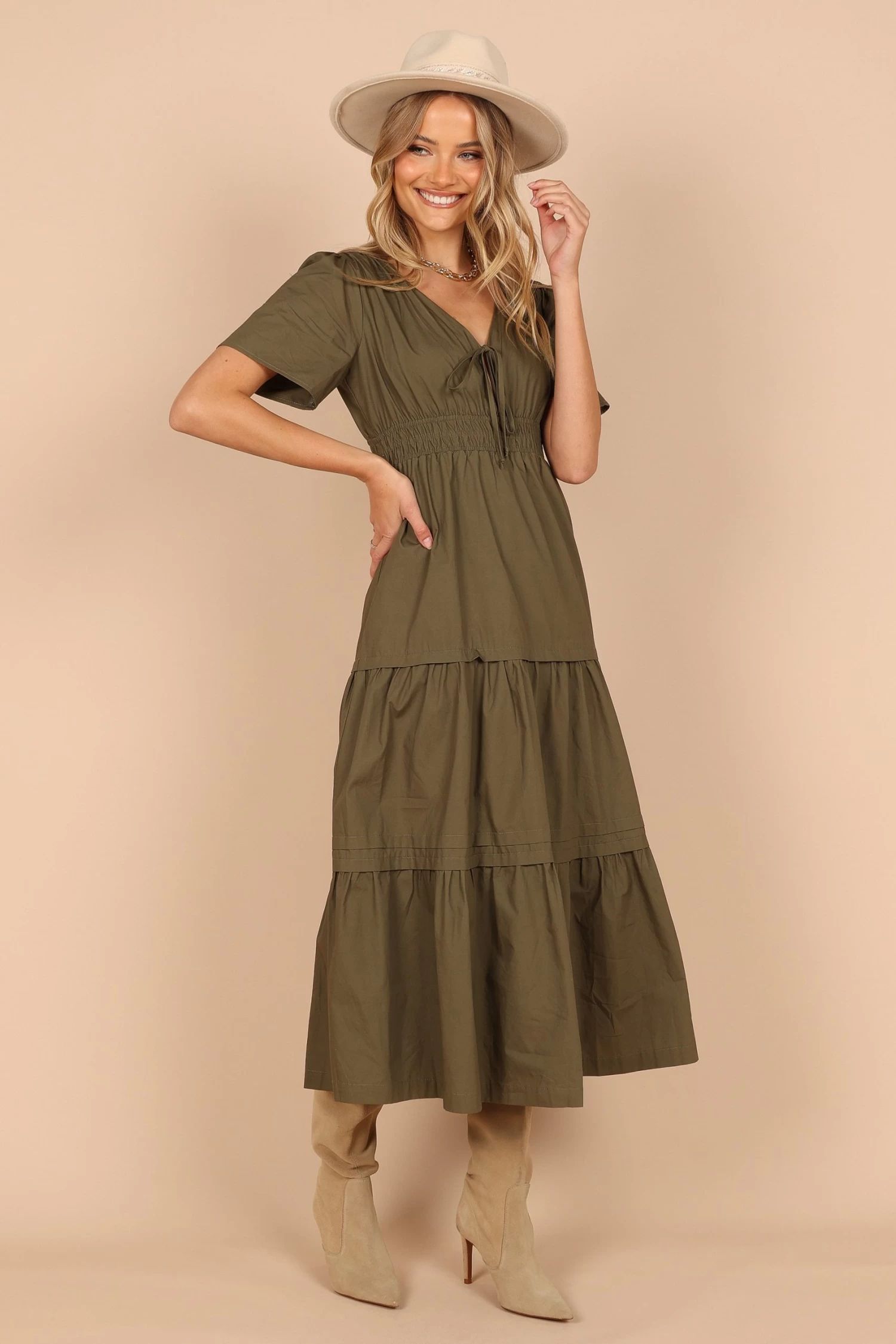 Madelyn Tiered Maxi Dress - Olive - Image 7