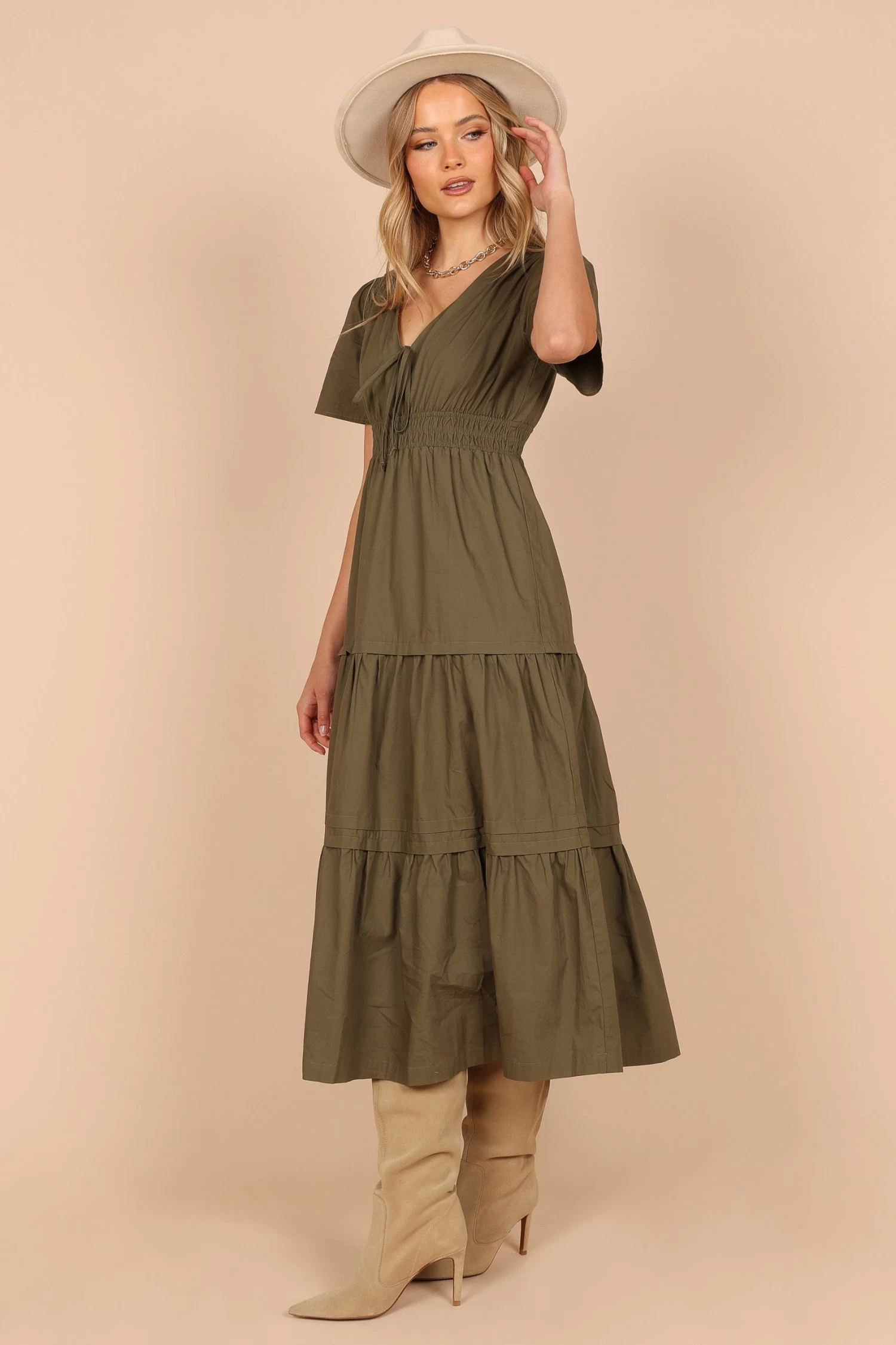 Madelyn Tiered Maxi Dress - Olive - Image 5