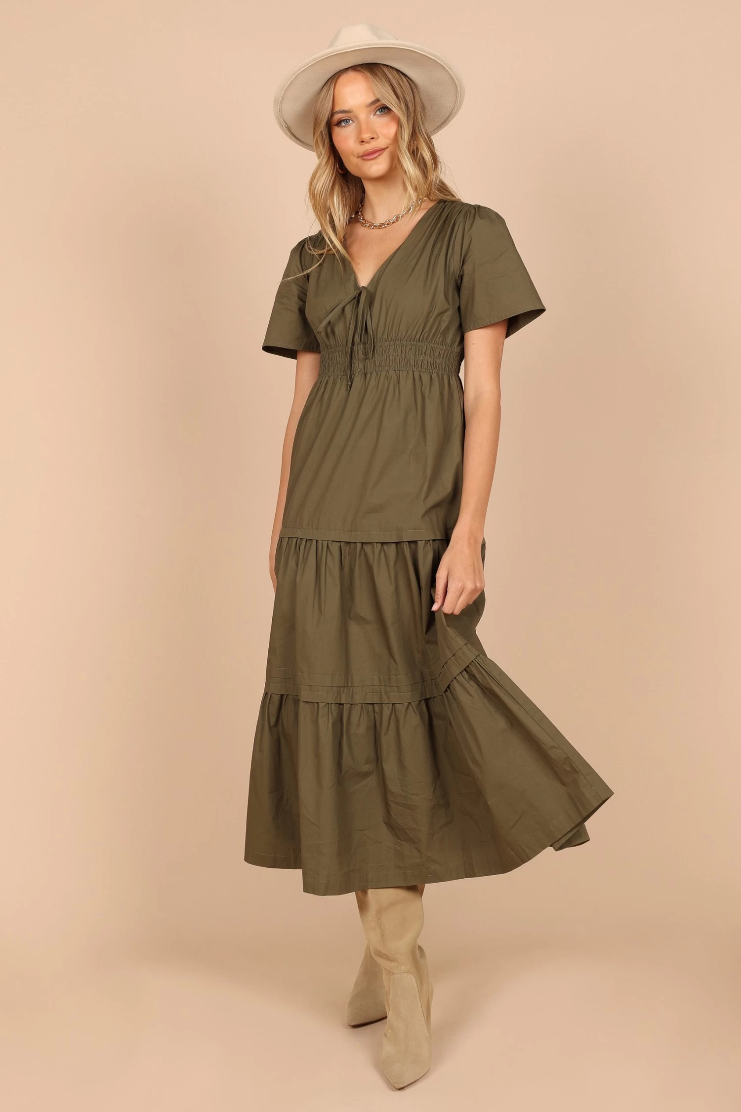 Madelyn Tiered Maxi Dress - Olive - Image 4