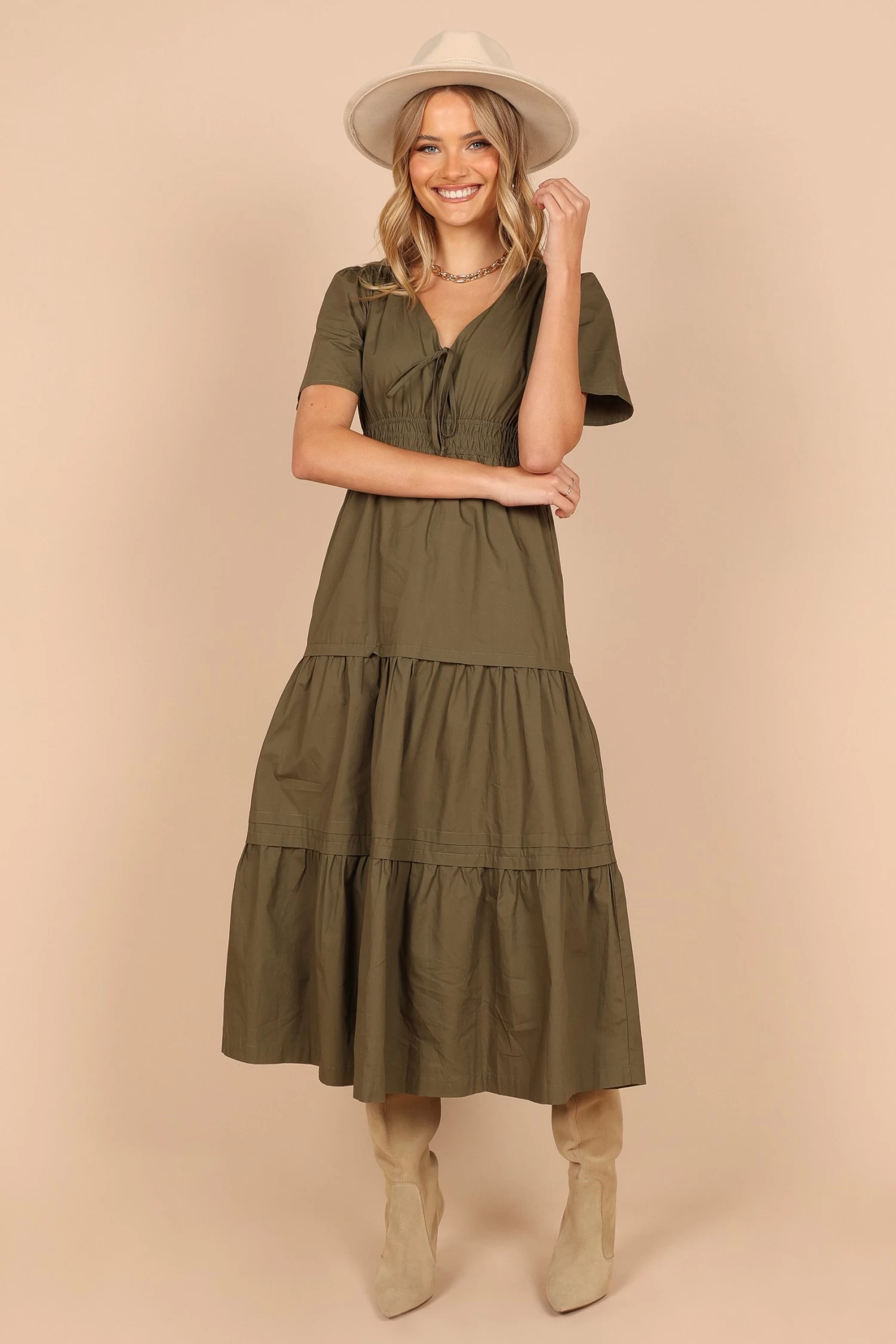Madelyn Tiered Maxi Dress - Olive - Image 3