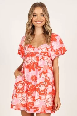 Maggie Mini Dress - Pink/Red Floral
