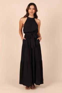 Makayla Halter Maxi Dress - Black