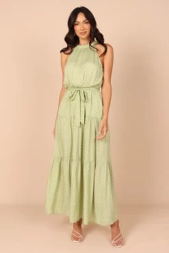 Makayla Halter Maxi Dress - Green Spot