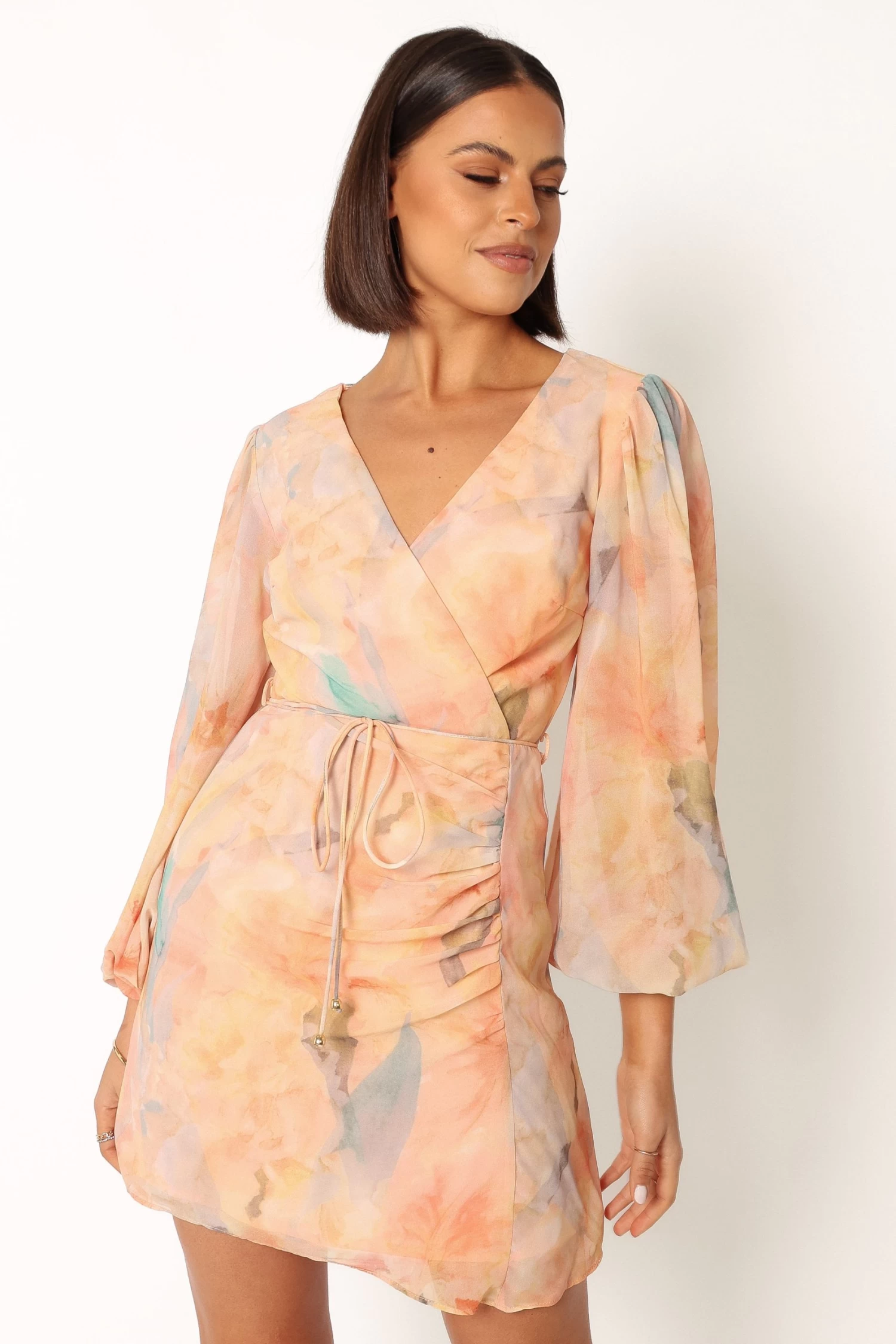 Marie Long Sleeve Mini Dress - Orange Floral - Image 6