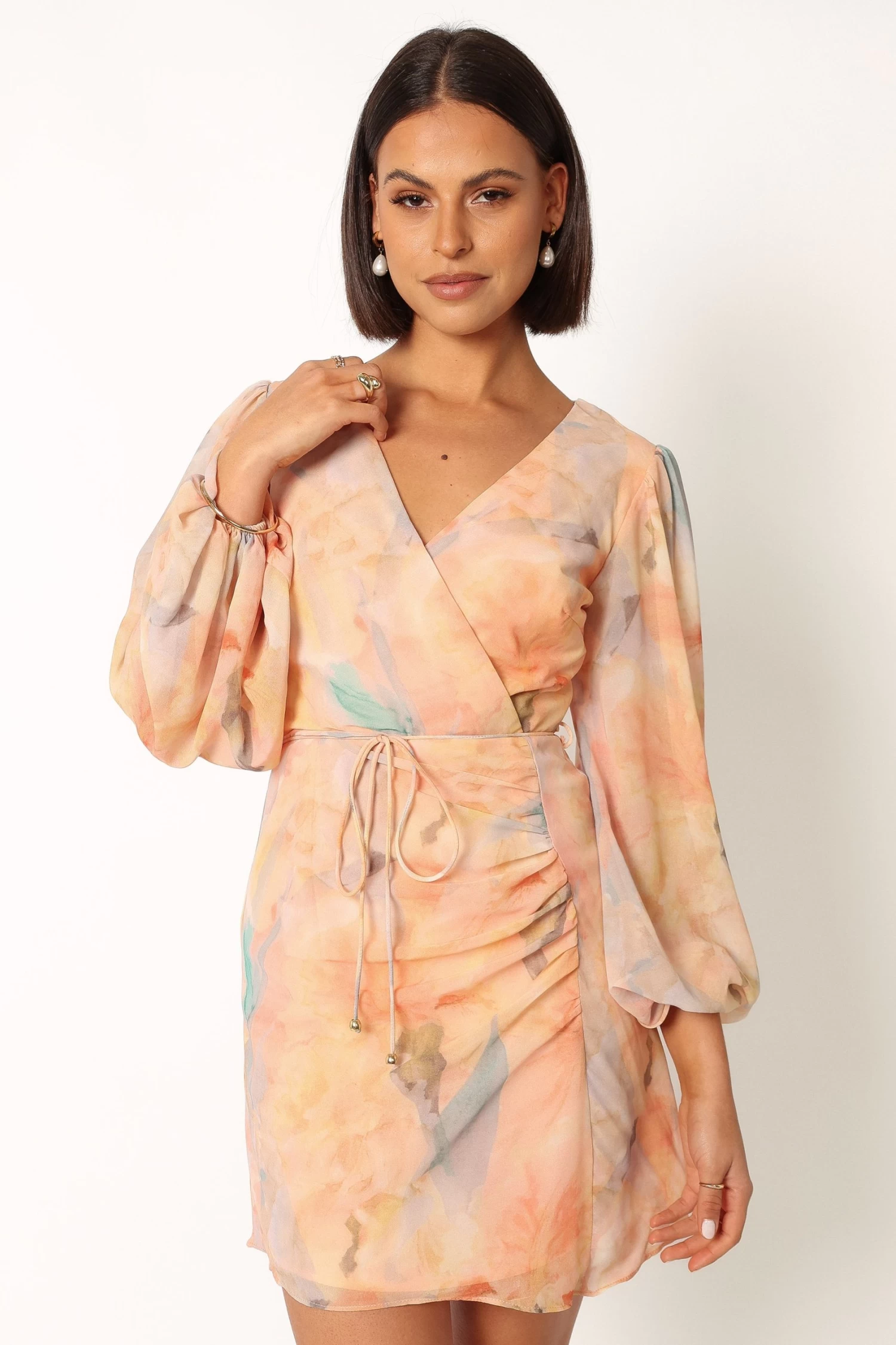 Marie Long Sleeve Mini Dress - Orange Floral - Image 10