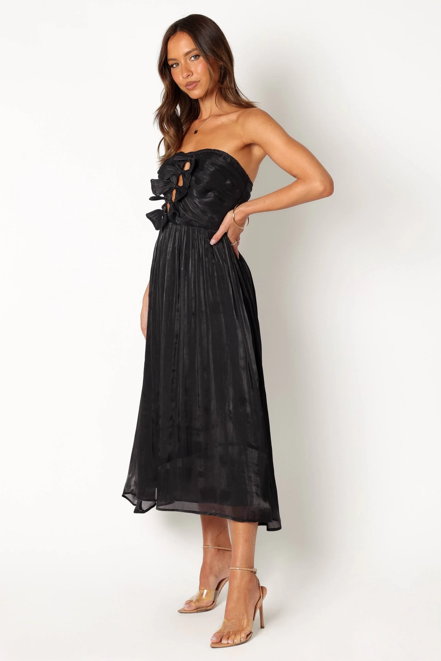 Mila Strapless Midi Dress - Black - Image 2