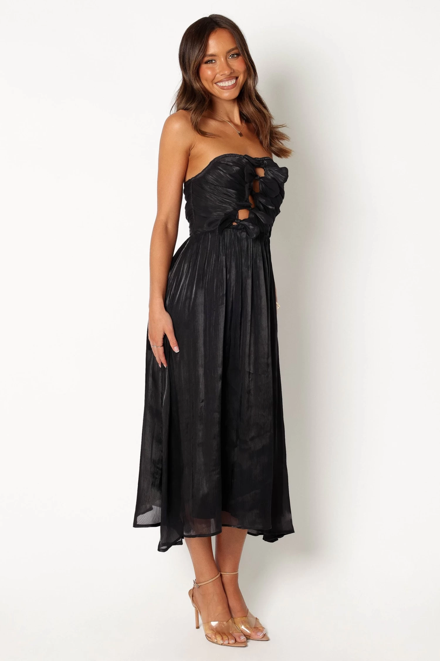 Mila Strapless Midi Dress - Black - Image 3