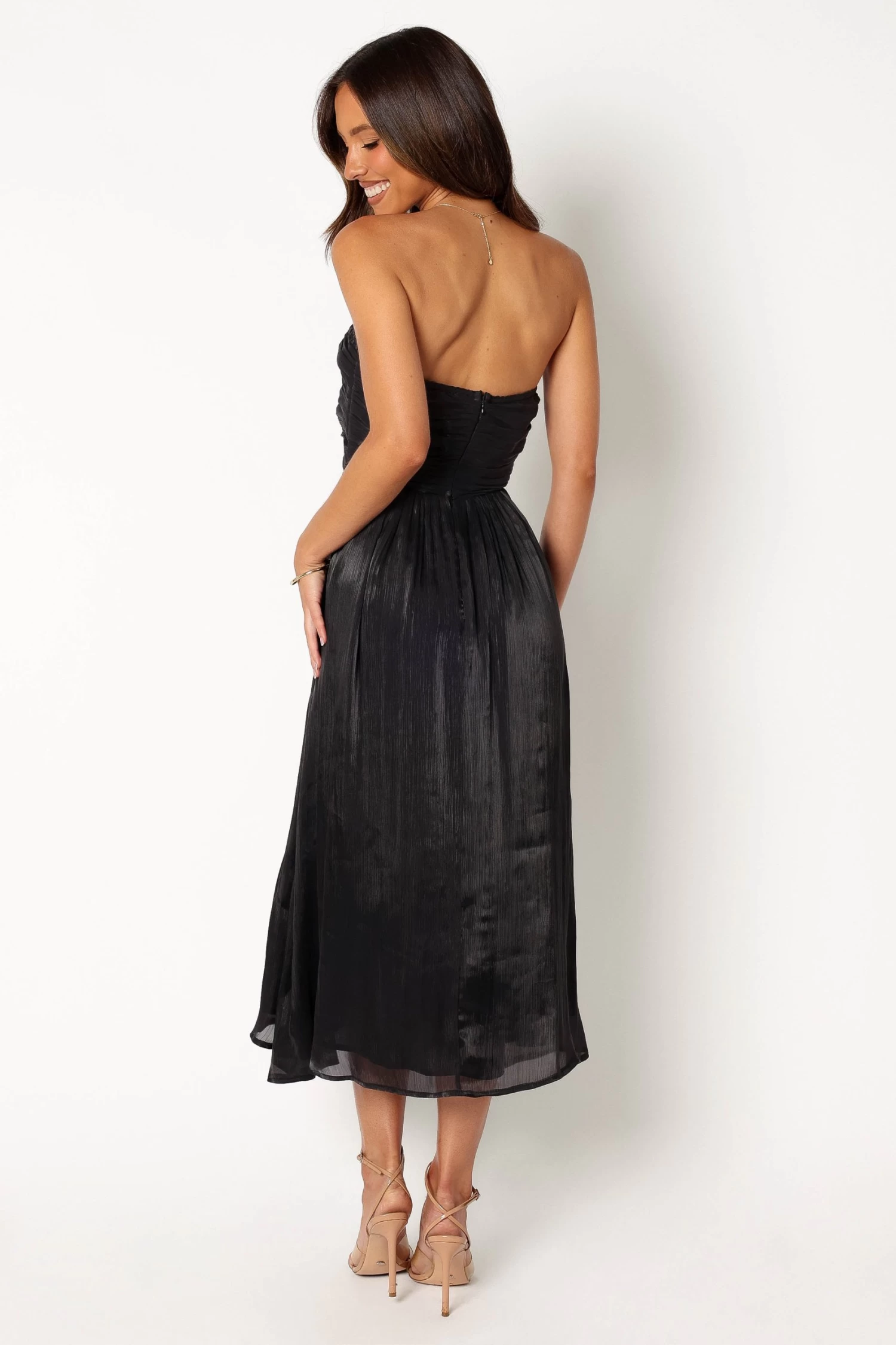 Mila Strapless Midi Dress - Black - Image 4