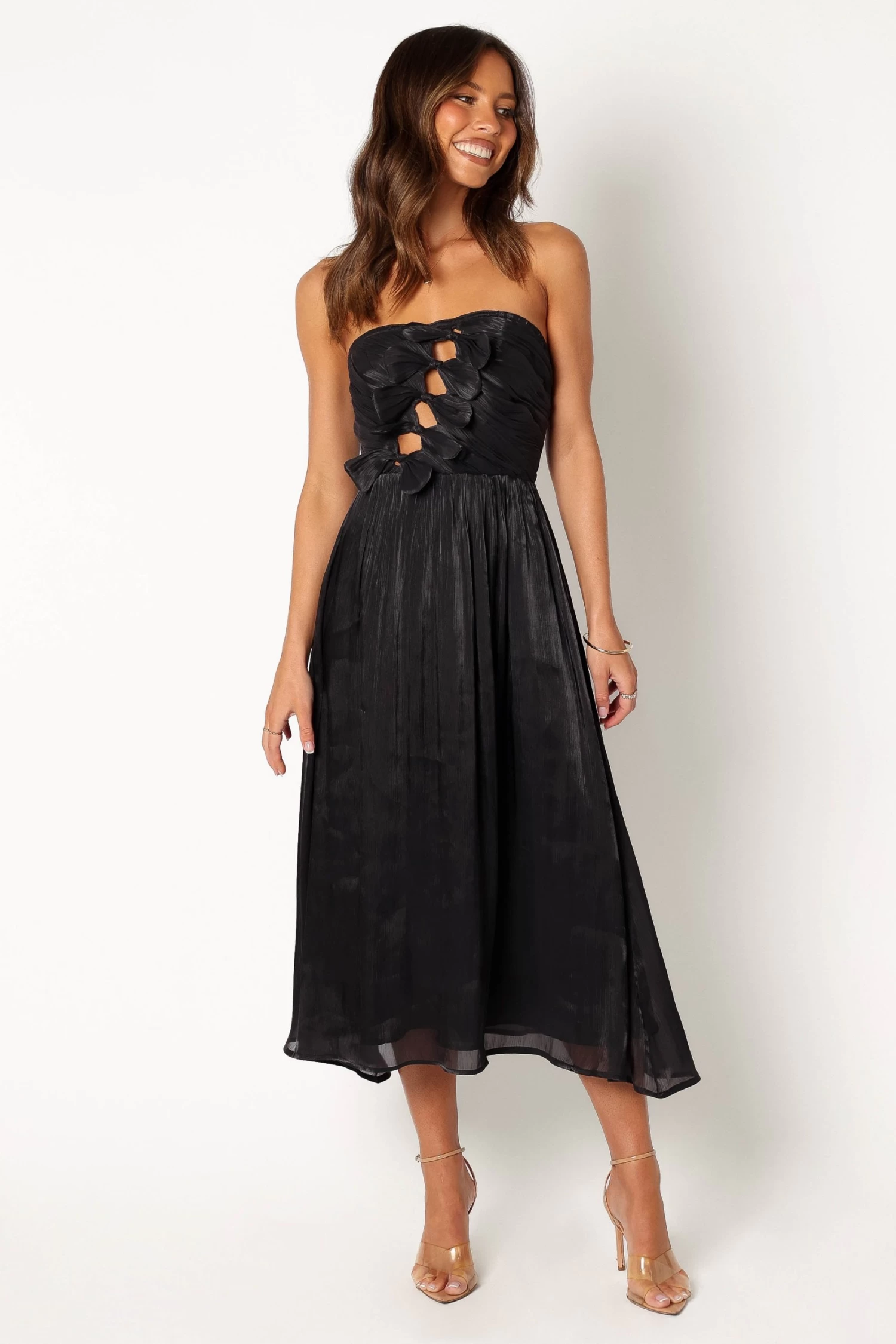 Mila Strapless Midi Dress - Black - Image 5