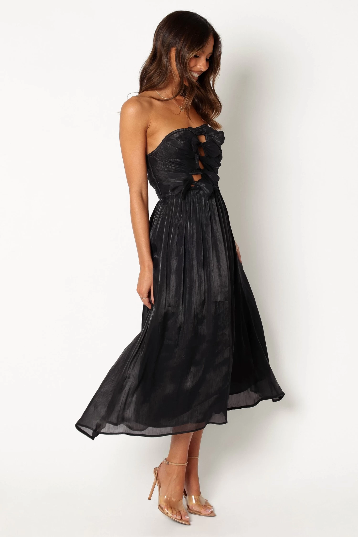 Mila Strapless Midi Dress - Black - Image 8