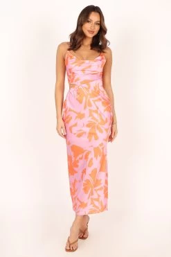Mille Slip Midi Dress - Pink Orange