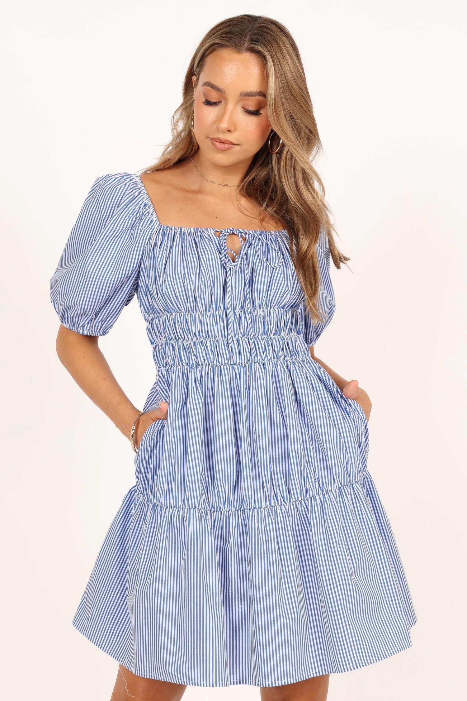 Minne Mini Dress - Blue Stripe - Image 5