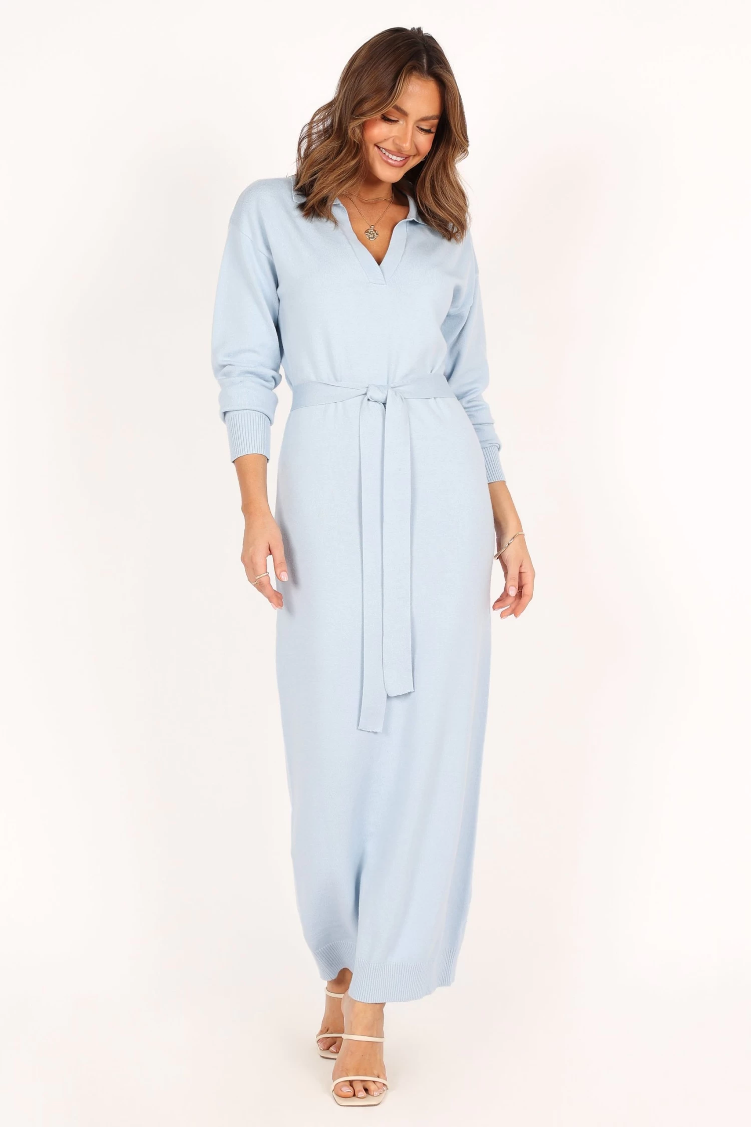 Monday Long Sleeve Maxi Knit Dress - Blue - Image 3