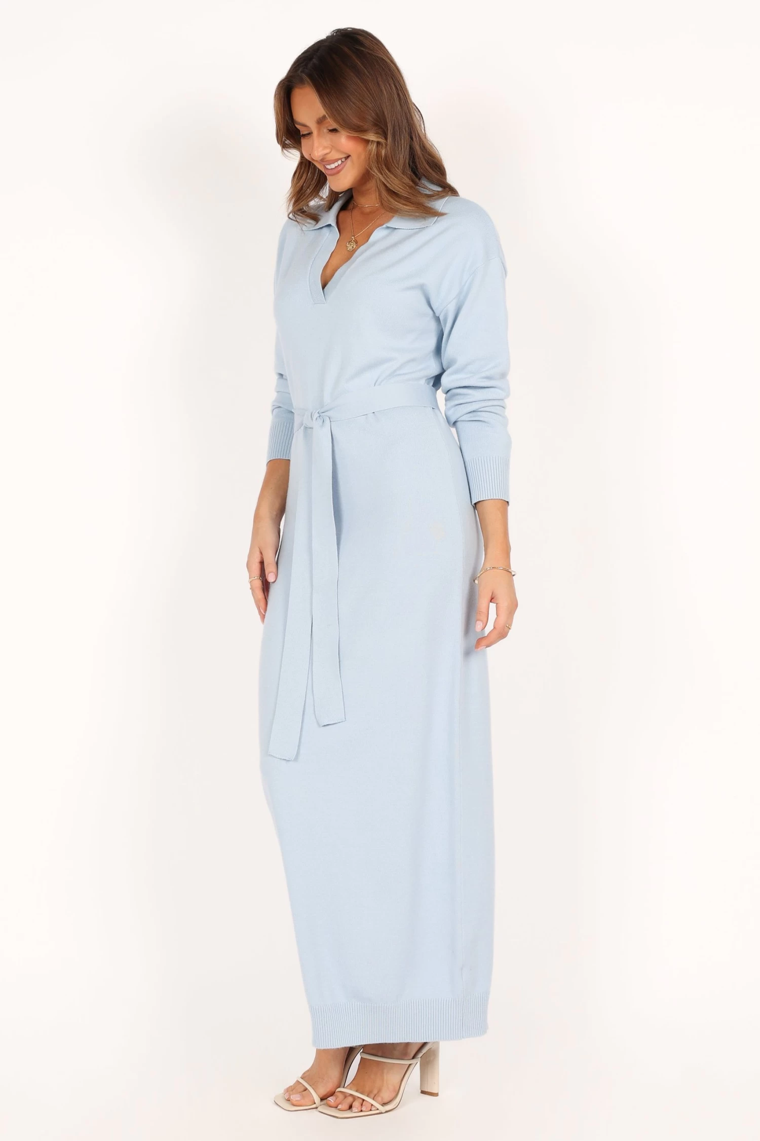 Monday Long Sleeve Maxi Knit Dress - Blue - Image 5