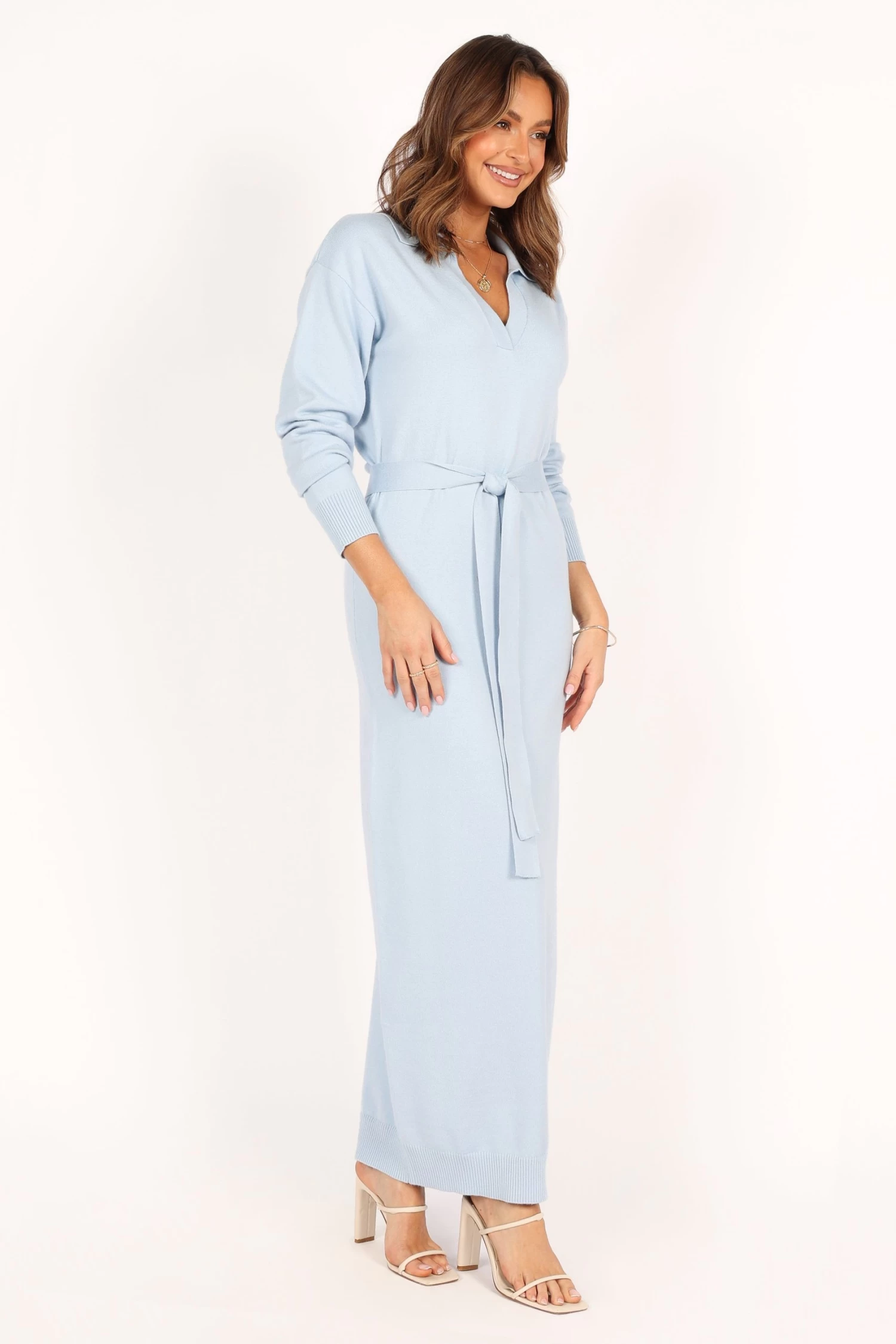 Monday Long Sleeve Maxi Knit Dress - Blue - Image 9