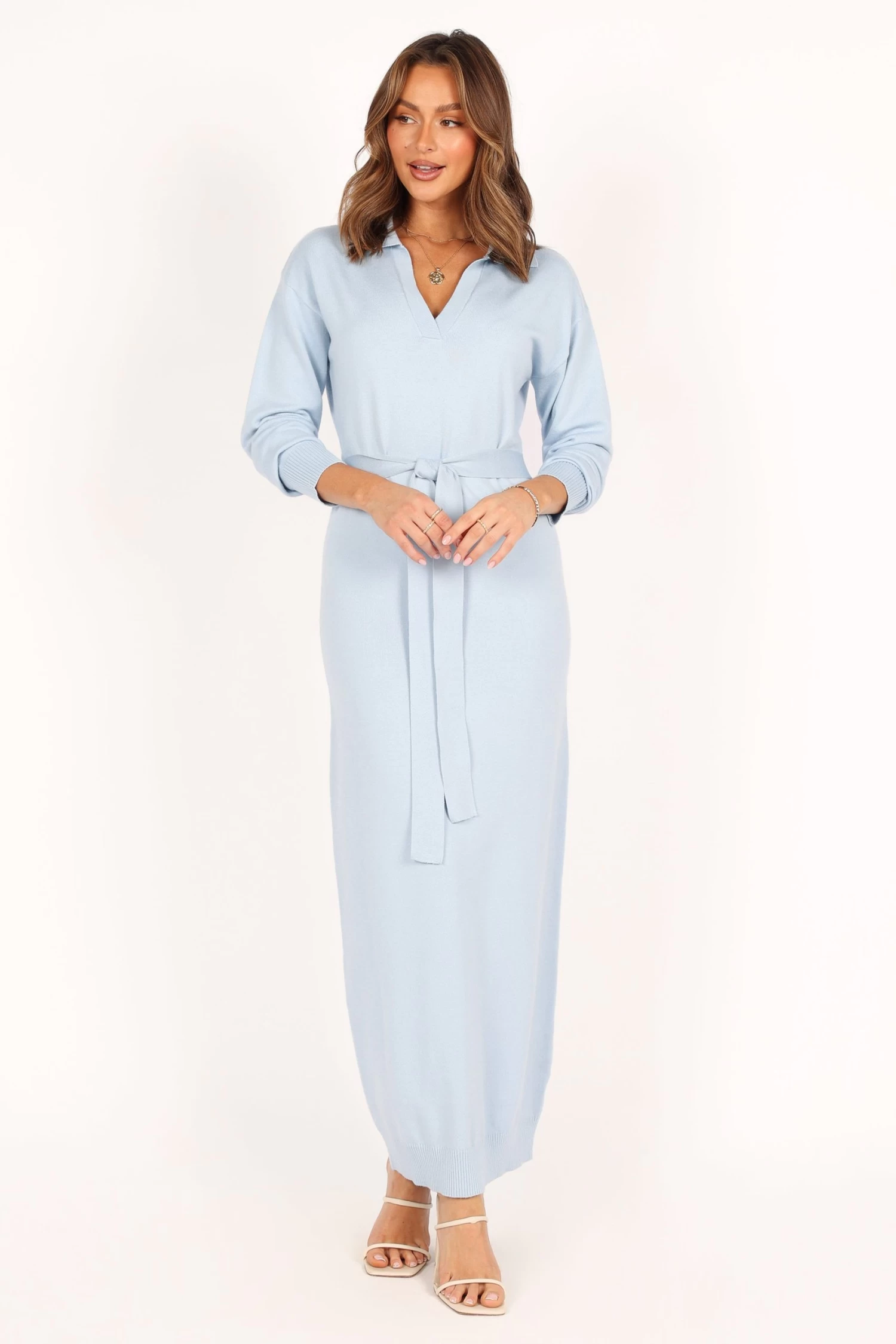 Monday Long Sleeve Maxi Knit Dress - Blue - Image 10