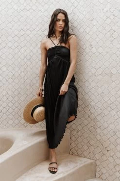 Polly Halterneck Maxi Dress - Black
