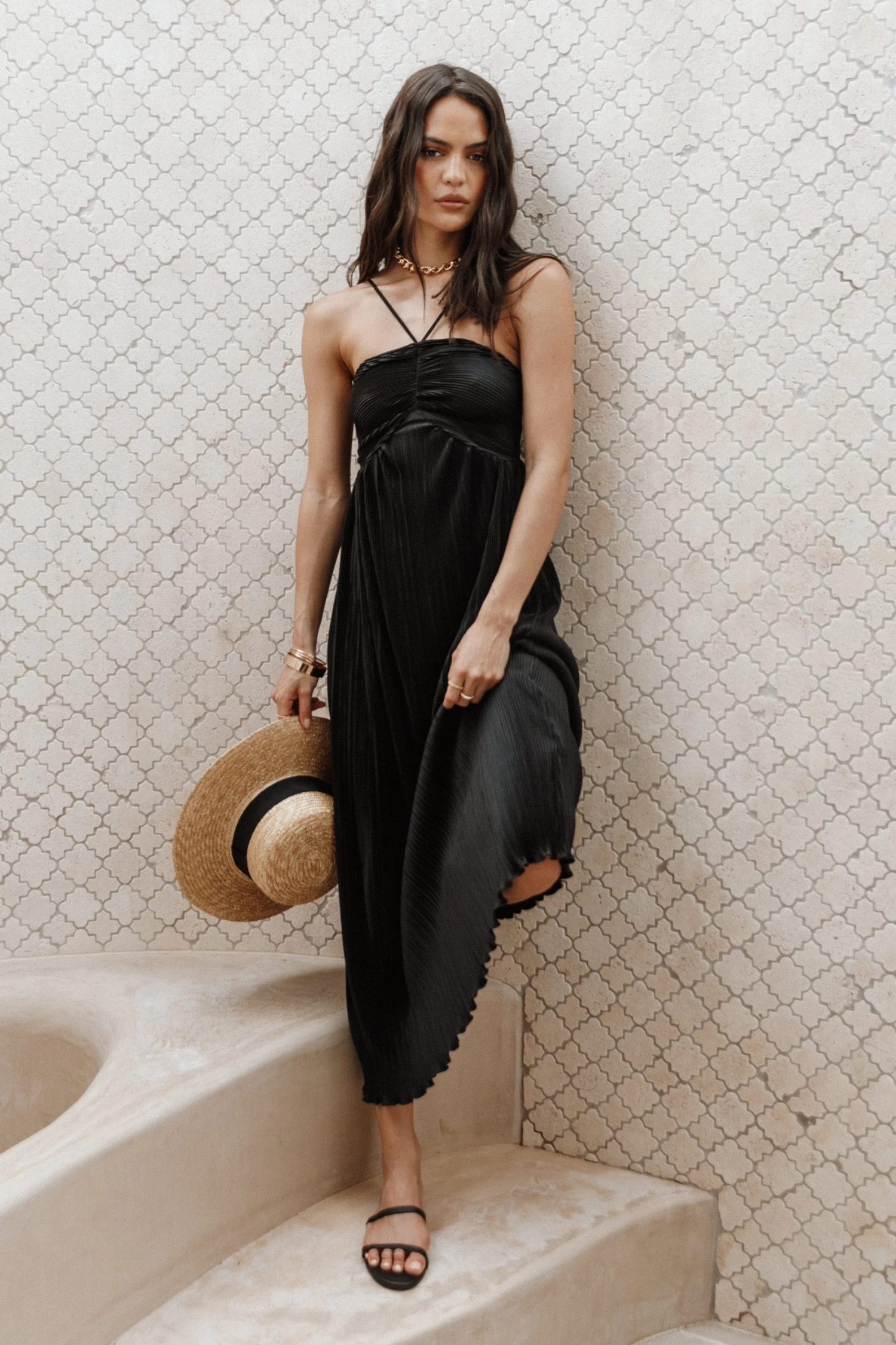 Polly Halterneck Maxi Dress - Black