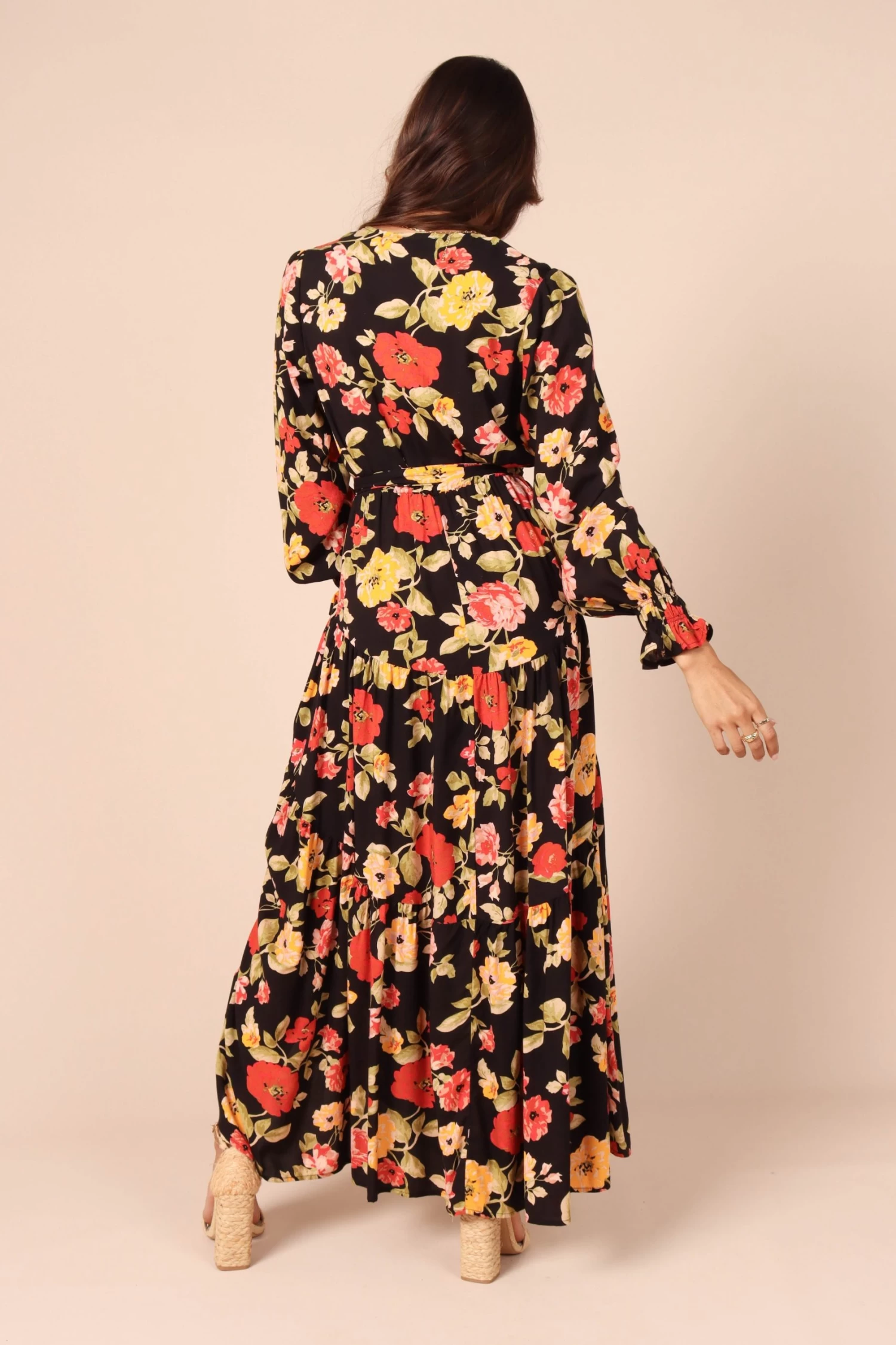 Ruana Maxi Dress - Black Floral - Image 4