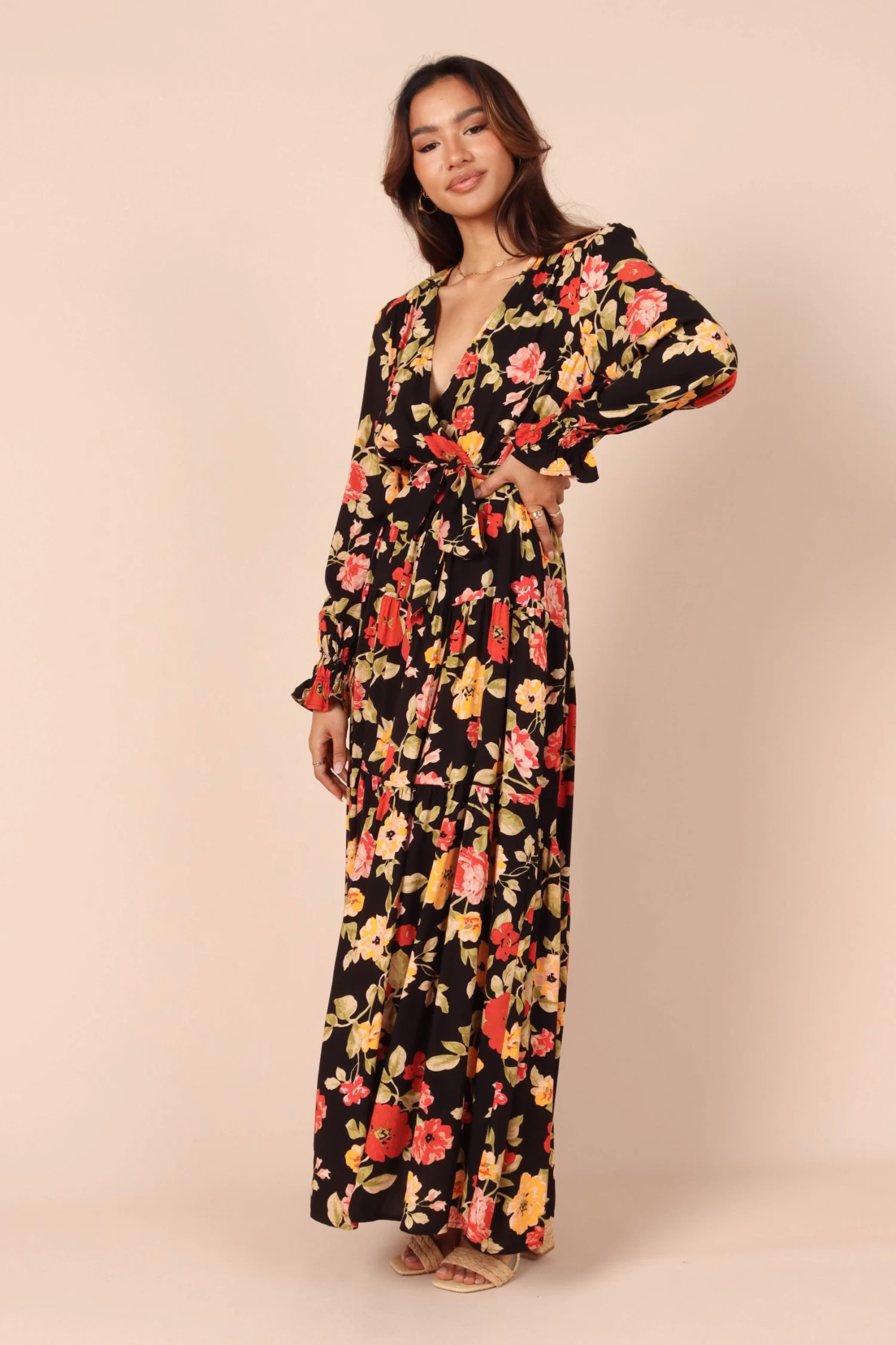 Ruana Maxi Dress - Black Floral - Image 6
