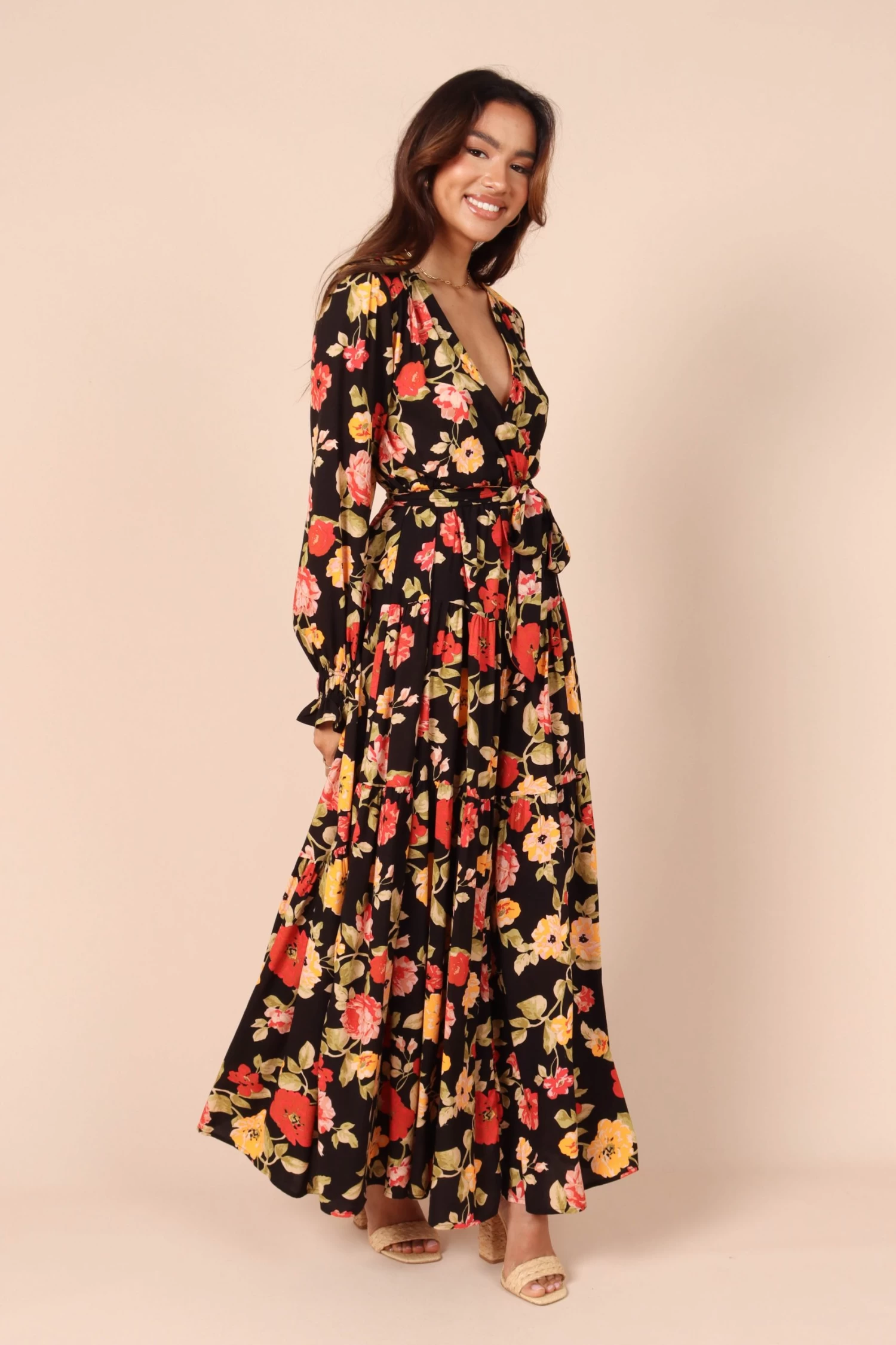 Ruana Maxi Dress - Black Floral - Image 7