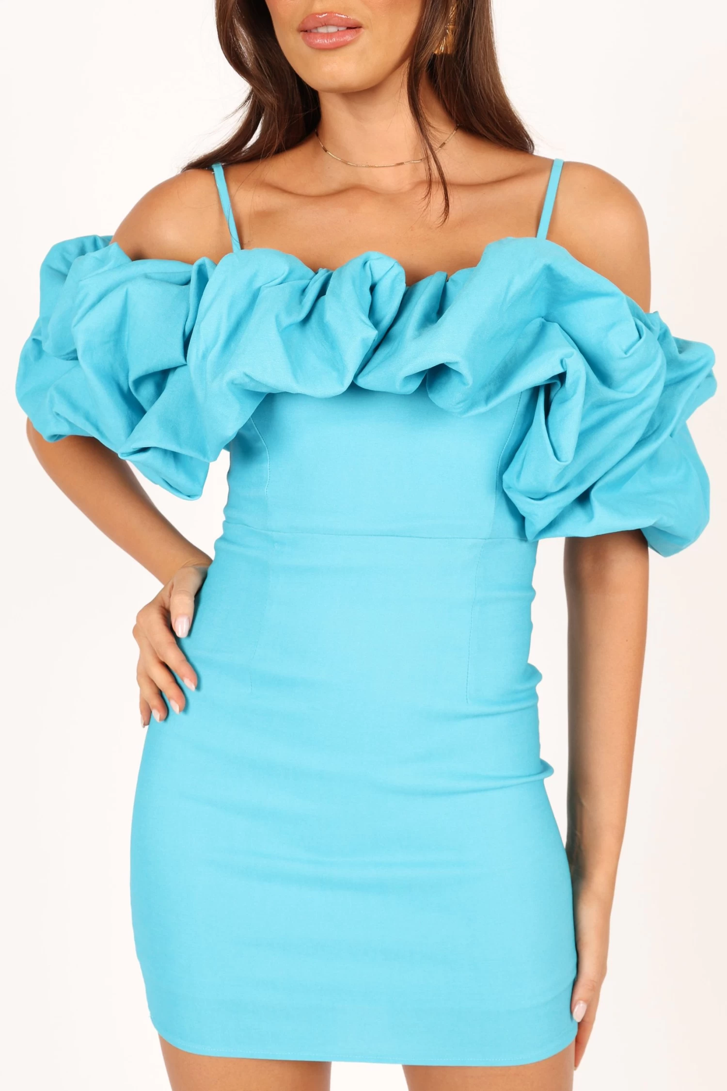 Sia Ruffle Mini Dress - Aqua - Image 2