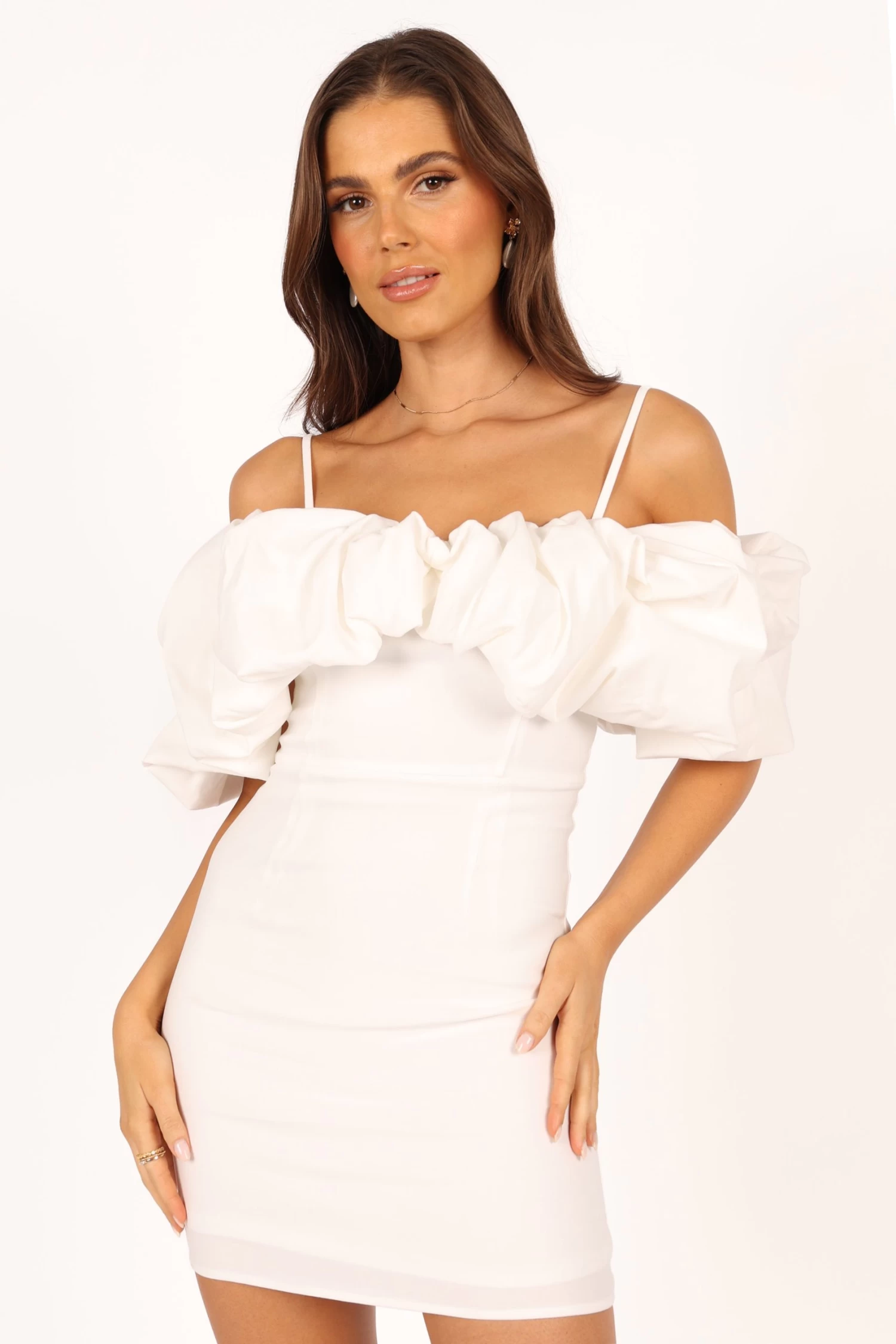 Sia Ruffle Mini Dress - White