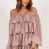 Talulla Off Shoulder Mini Dress- Dusty Mauve