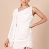 Toira One Shoulder Gathered Mini Dress - White